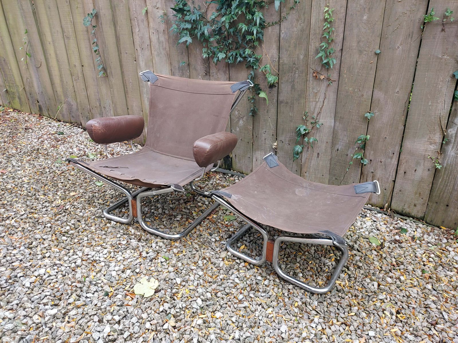 Mcm Wing Lounge Chair And Stool By Harald Relling For Westnofa 1960s