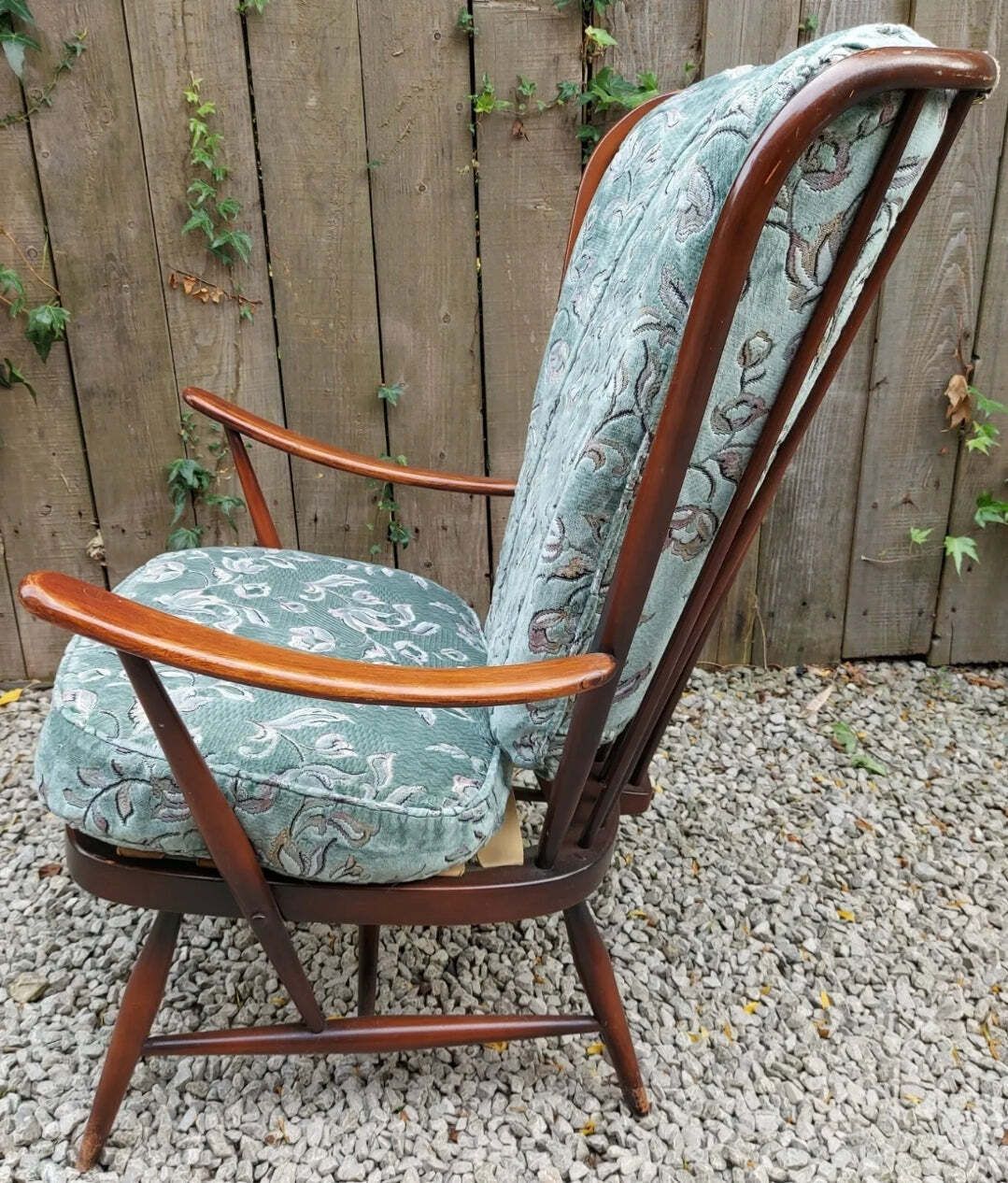 Mcm High Back Ercol 478 Chair Traditional Dark Finish Refurbished Blue Label photo for sale