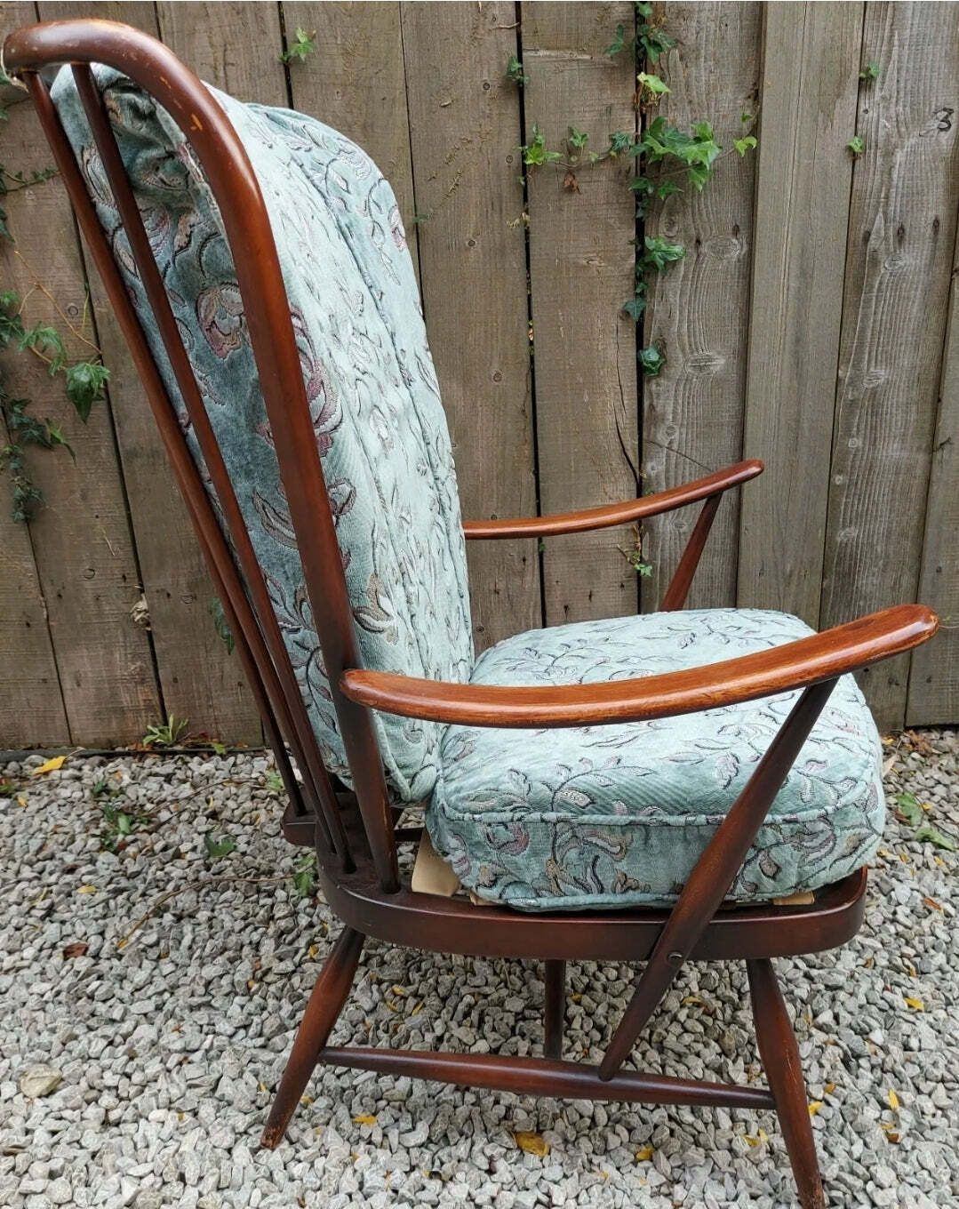 Mcm High Back Ercol 478 Chair Traditional Dark Finish Refurbished Blue Label photo 250.0