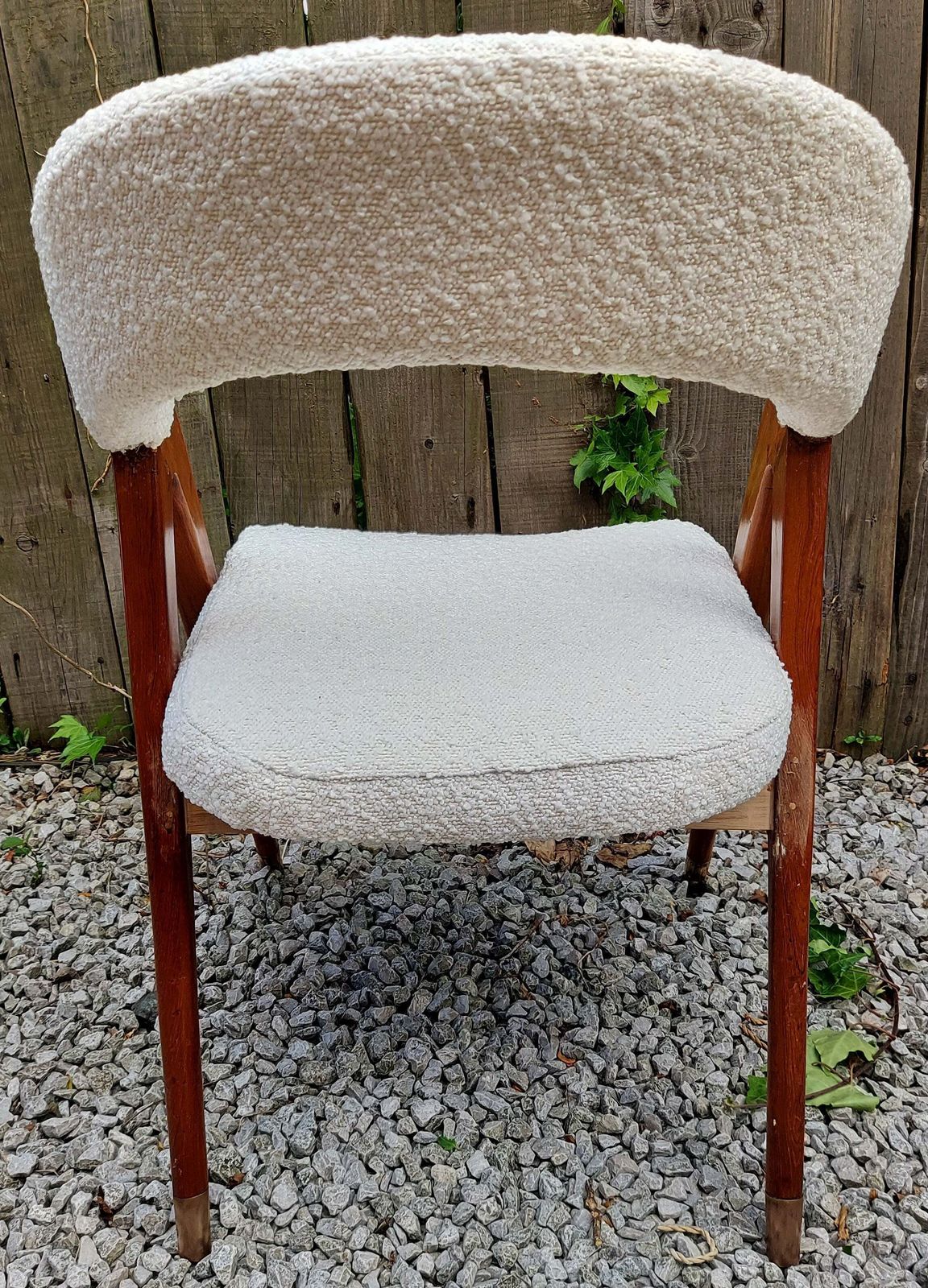 Mid Century Modern Newly Upholstered Ivory Boucle Scissor Leg Chair photo furniture