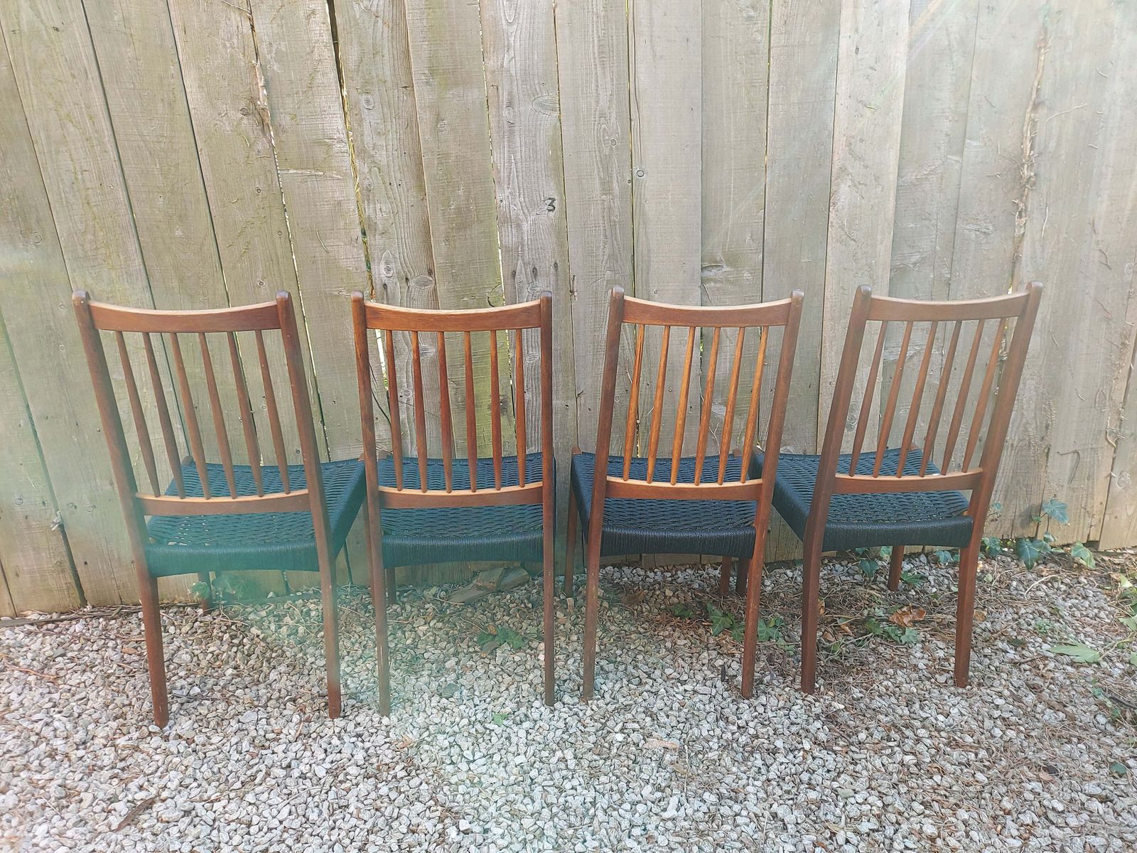 photo furniture Mid Century Modern 6 Mogens Kold High Back Danish Paper Cord Chairs Black