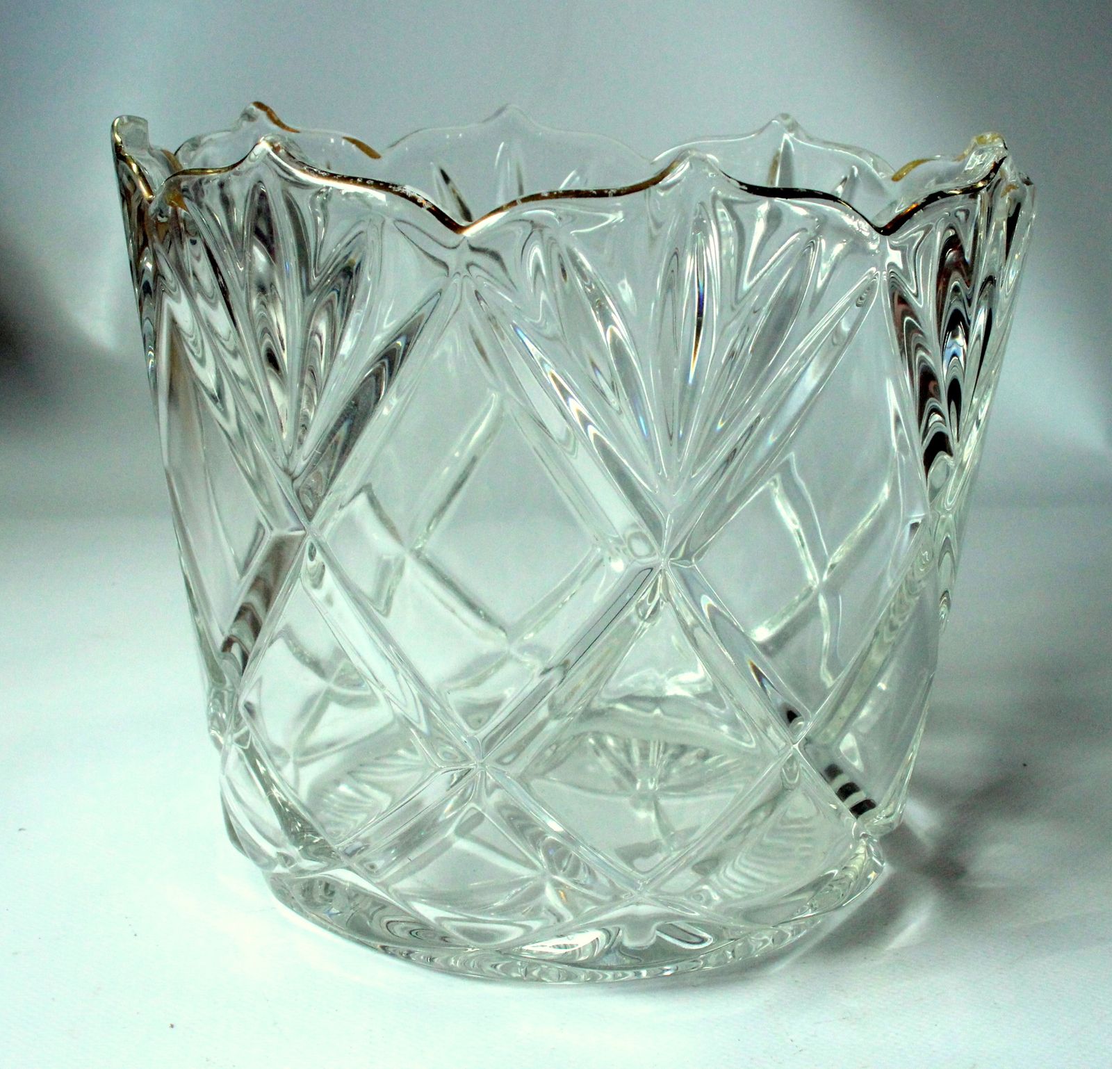 1930s Heavy Lead Crystal Glass Ice Bucket   Champagne Cooler photo for sale