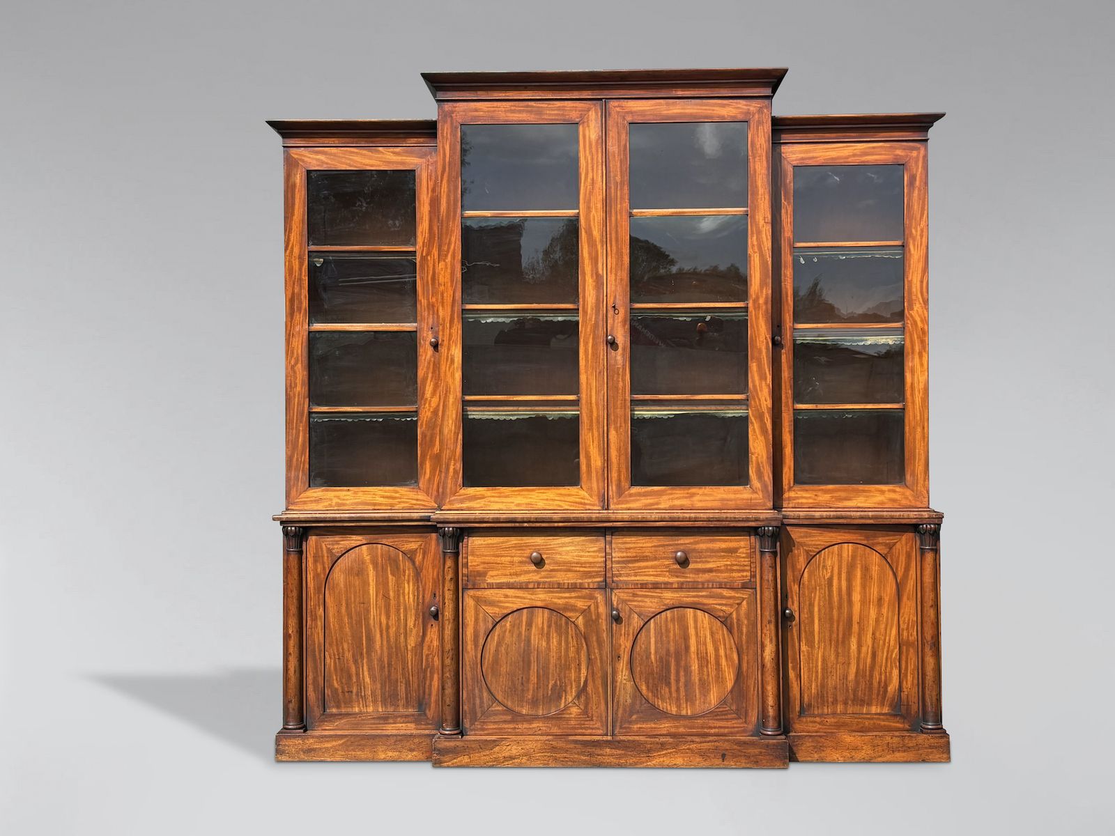Untouched 19th Century William IV Period Mahogany 4 Door Library Bookcase