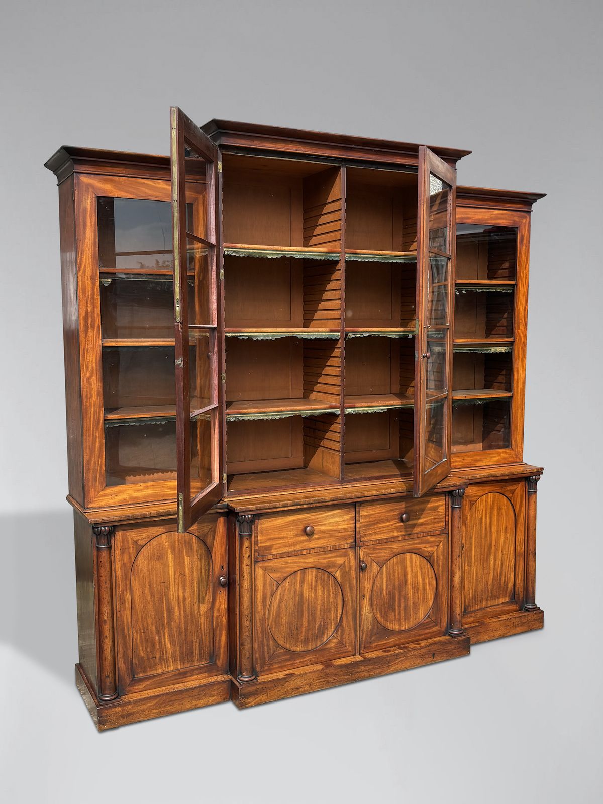 Untouched 19th Century William IV Period Mahogany 4 Door Library Bookcase photo for sale