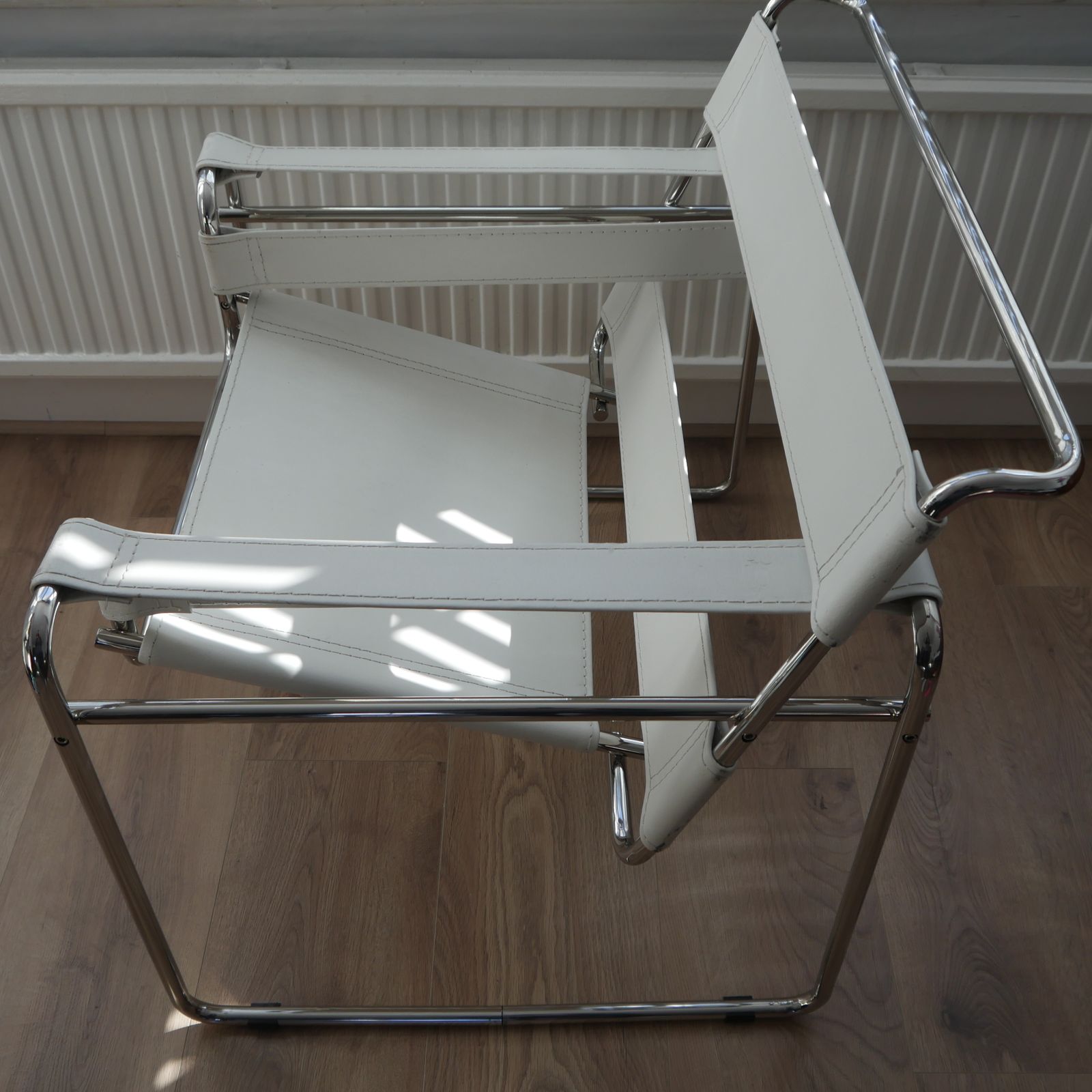 Italian 1990s Wassily B3 Style Chair – White & Chrome – Bauhaus / Marcel Breuer photo Furniture
