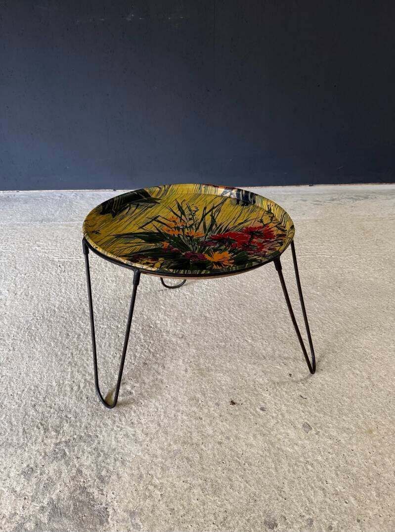 1950's French Design Tripod Tray Side Table photo Furniture