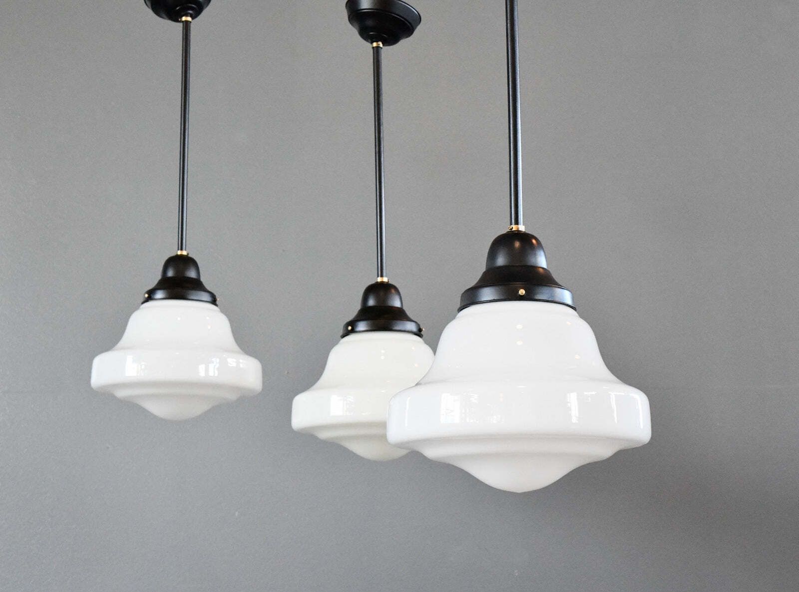 Art Deco Acorn Opaline Lights By Edison Circa 1930s photo furniture