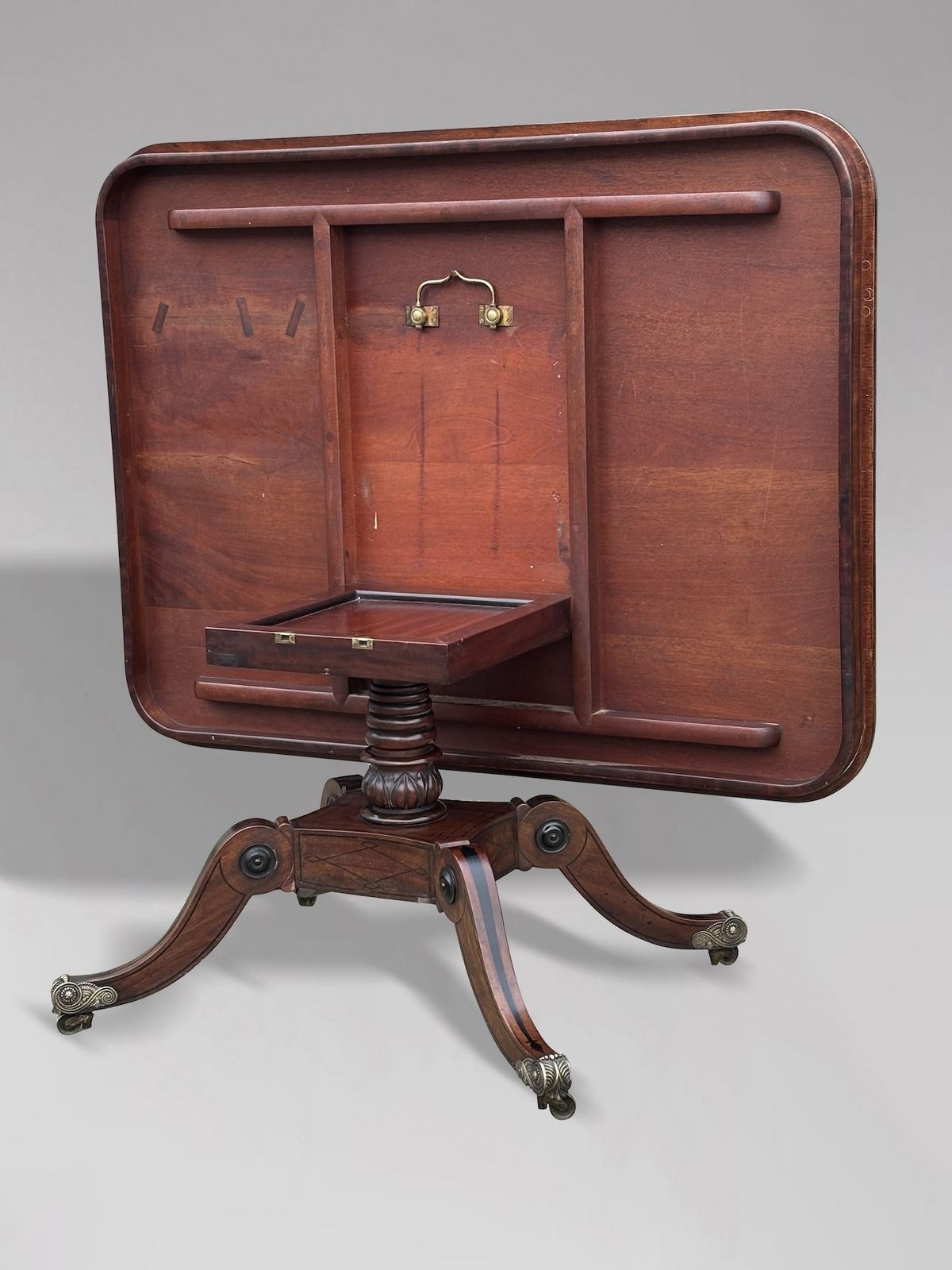 18th Century George III Period Mahogany Brass & Ebony Inlay Centre Table photo Furniture