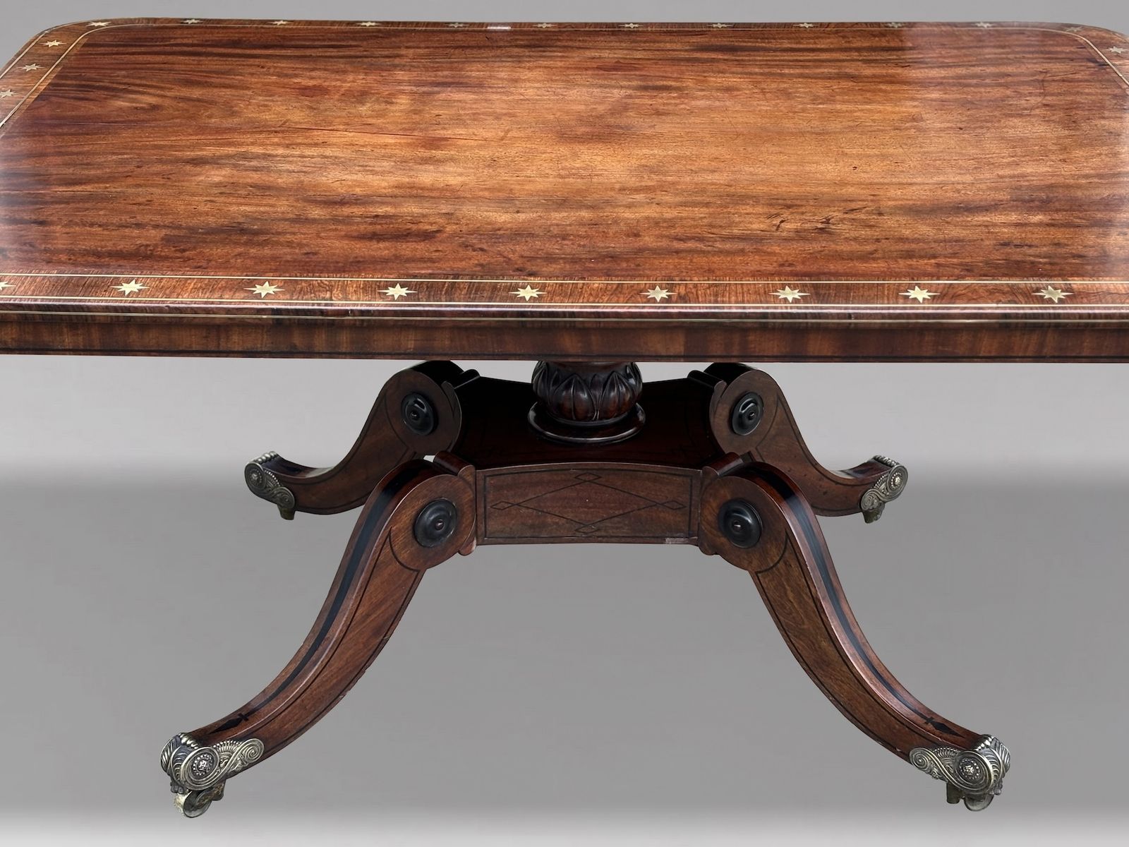 18th Century George III Period Mahogany Brass & Ebony Inlay Centre Table photo vinterior