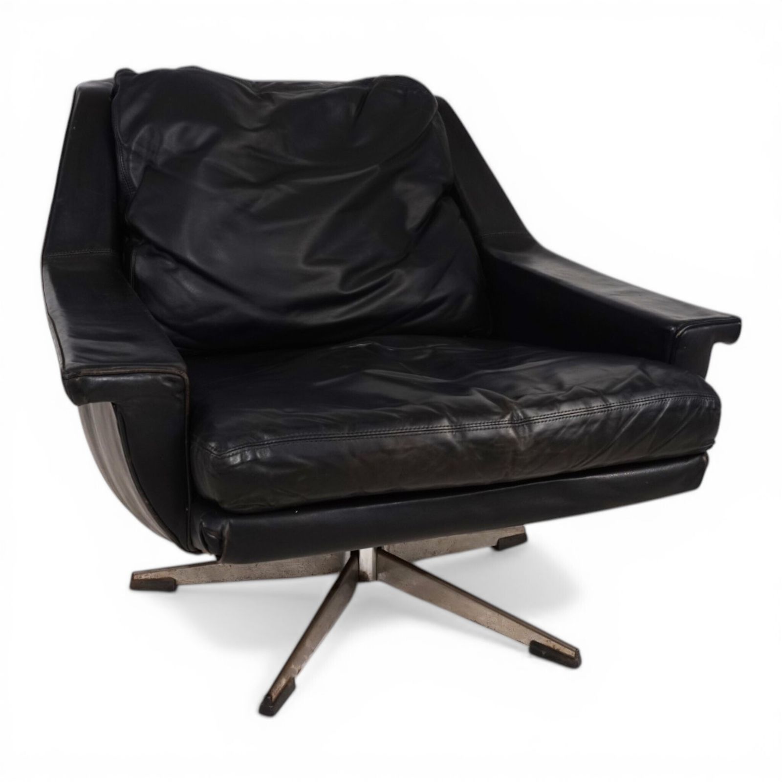 Esa 802 Black Leather Lounge Chair By Werner Langenfeld, 1970 photo for sale