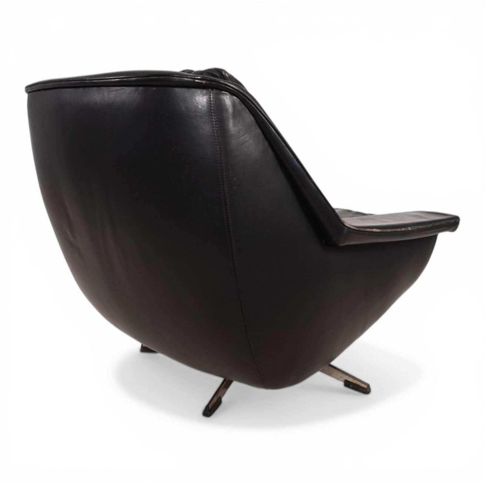 photo vinterior Esa 802 Black Leather Lounge Chair By Werner Langenfeld, 1970