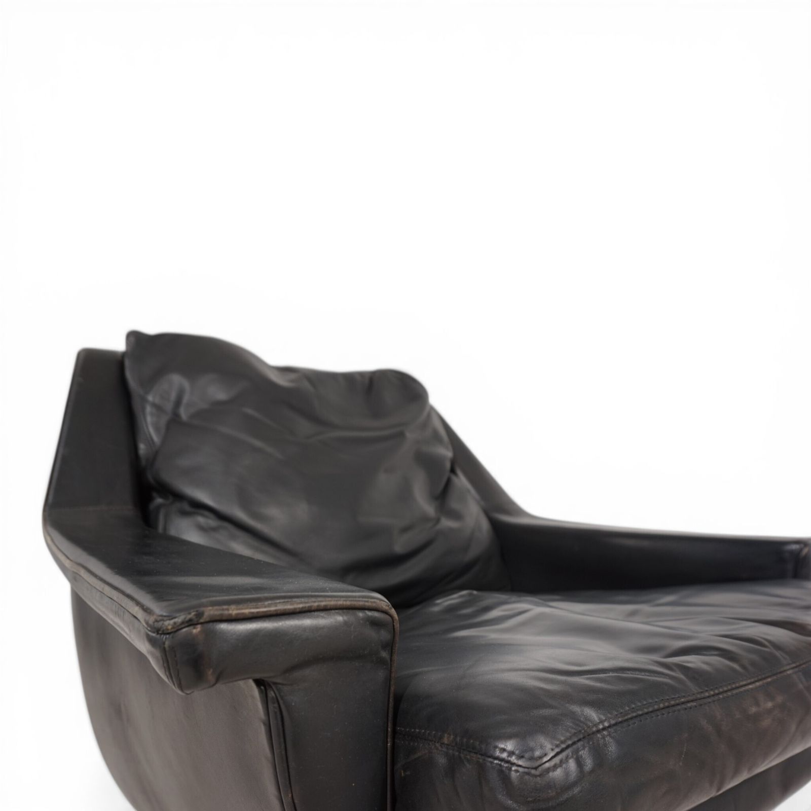 photo vintage Esa 802 Black Leather Lounge Chair By Werner Langenfeld, 1970