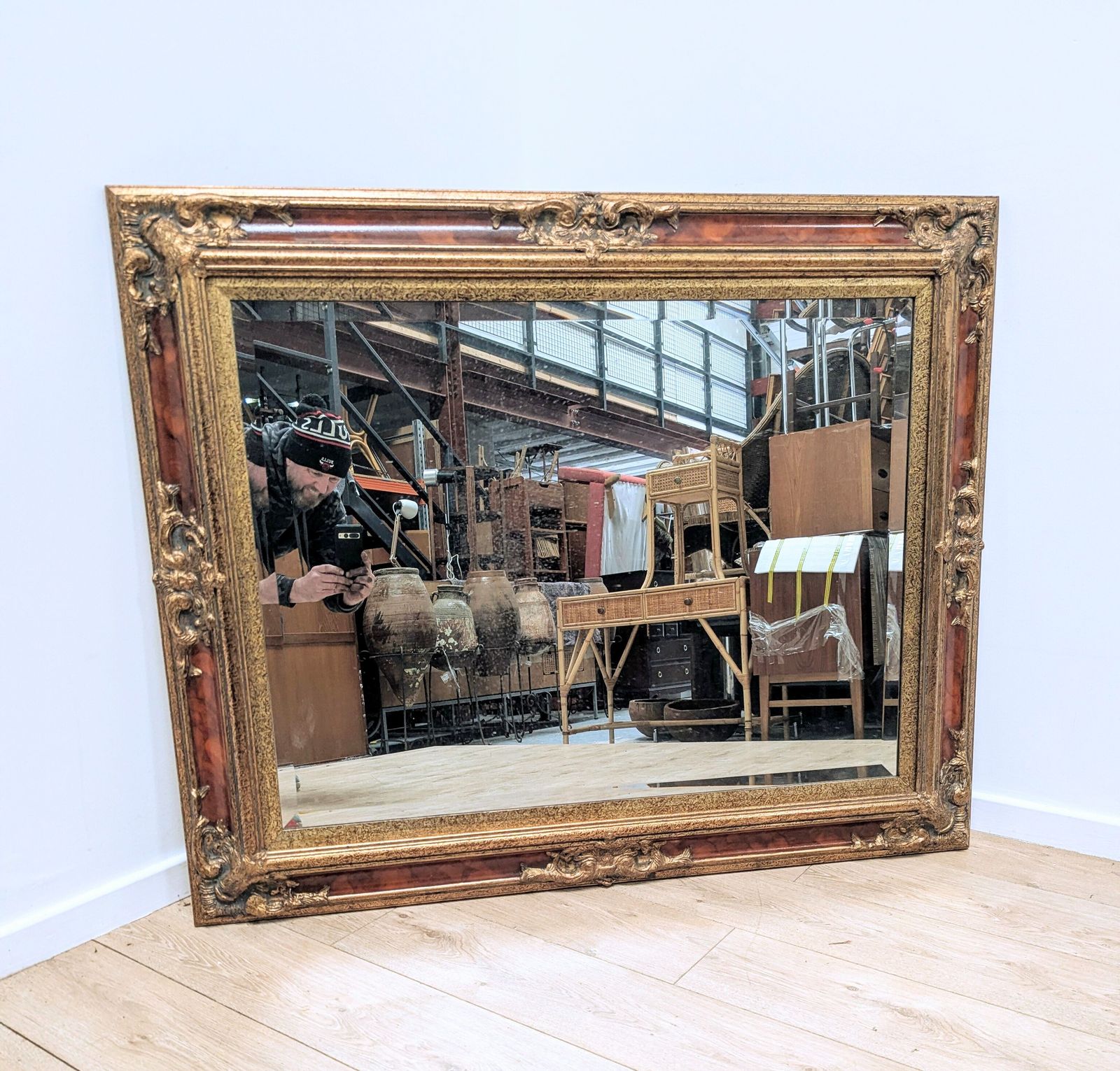 photo furniture 19th Century Style Gilt & Lacquered Bevelled Mirror Delivery Available 0163