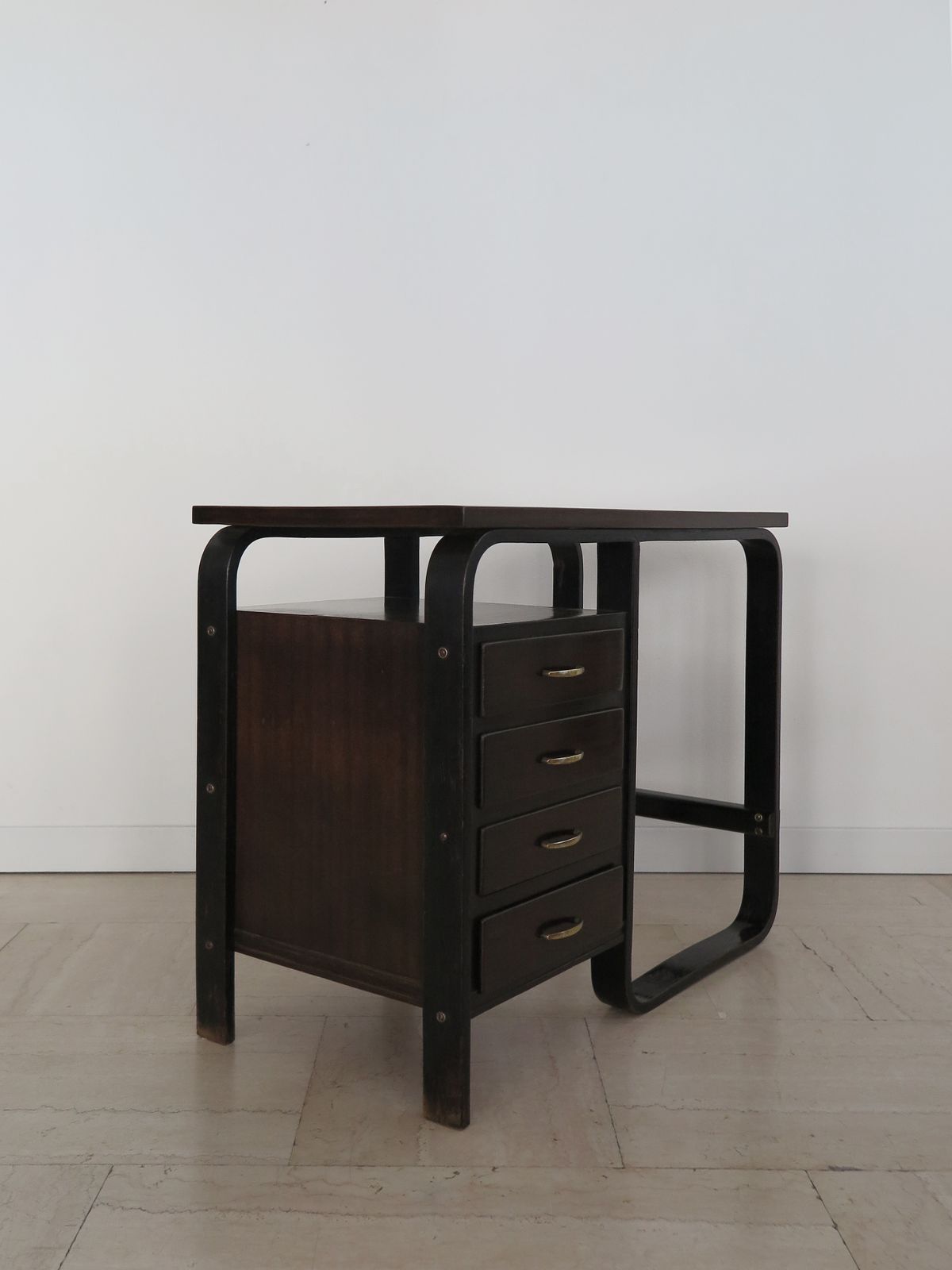 Giuseppe Pagano Pogatschnig Dark Wood Desk For Gino Maggioni, Italy 1940s photo furniture