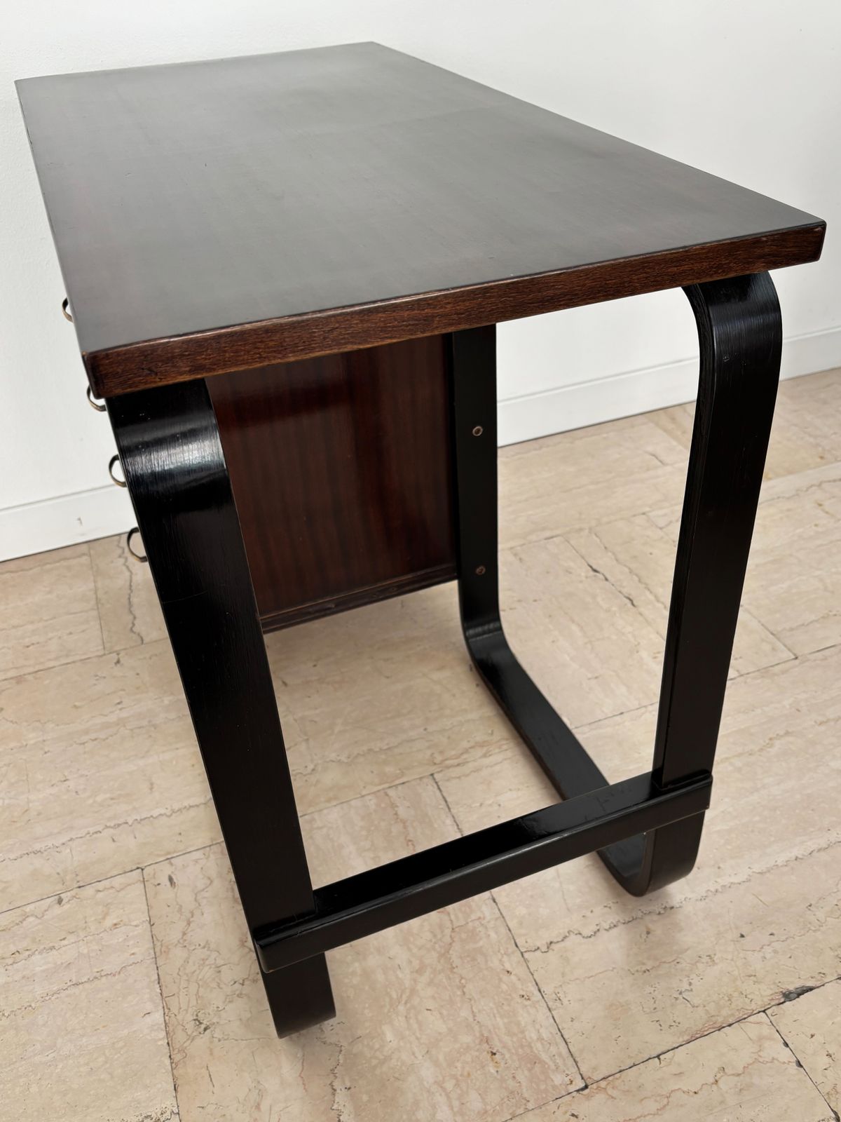 photo furniture Giuseppe Pagano Pogatschnig Dark Wood Desk For Gino Maggioni, Italy 1940s