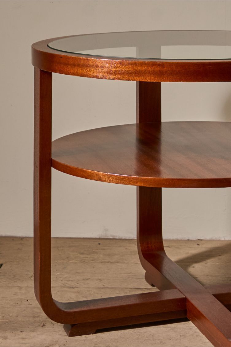 Art Deco Teak And Glass Two Tiered Coffee Table photo furniture