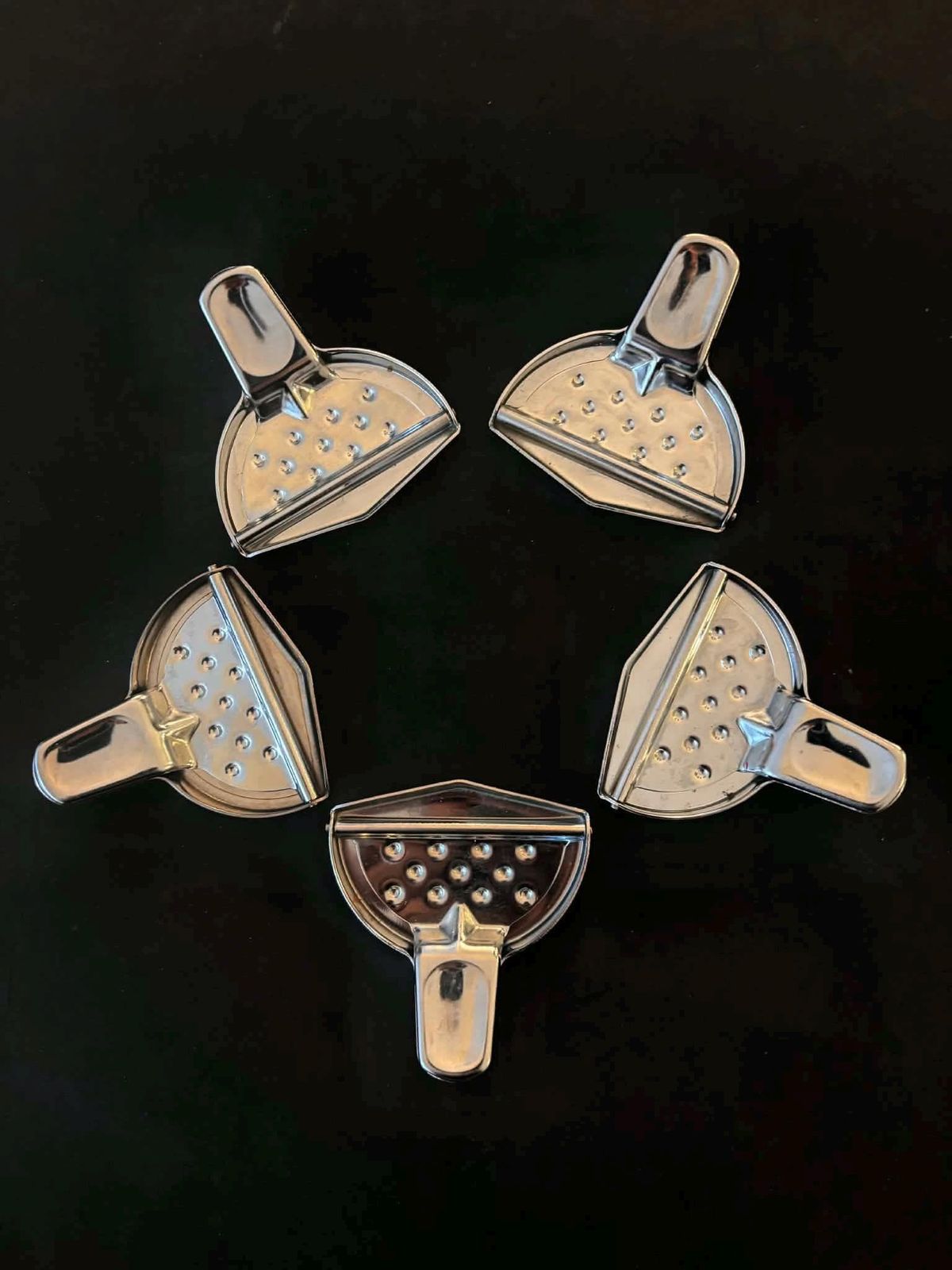 Vintage Lemon Squeezers, Stainless Steel Chrome Belgium, Set Of 5 photo vinterior