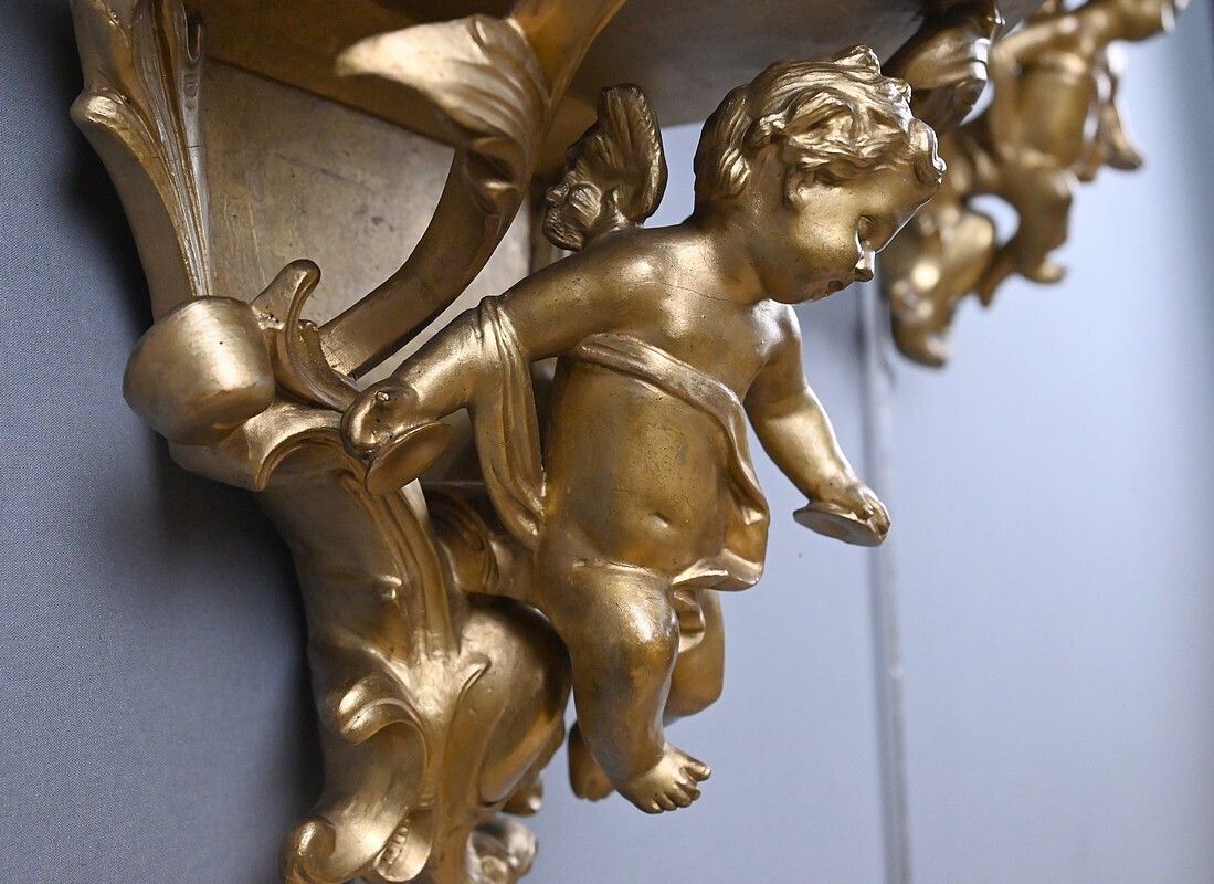 Furniture Pair Of Gilt Wood Wall Sconces – Late 19th Century photo