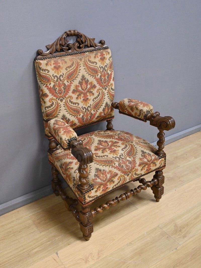photo furniture Oak State Chair, Louis XIII Style – Early 20th Century