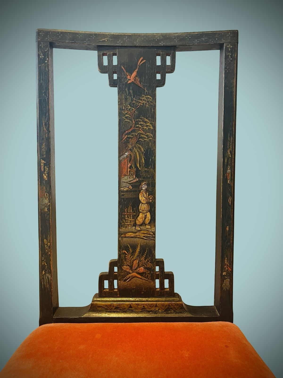 A Pair Of Good Aesthetic Period Chinoiserie Japanned Chairs C.1900 Antique photo 800.0