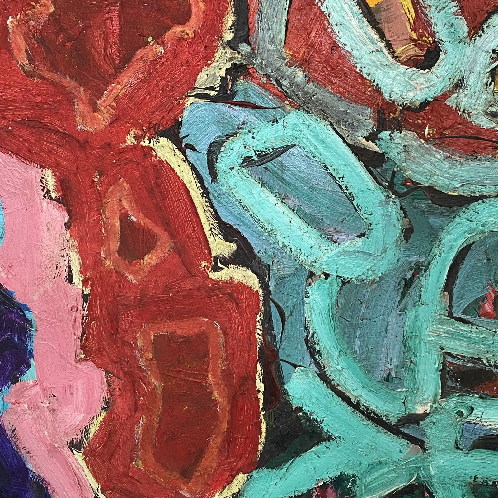Large French Mid Century Abstract Painting By Patrick Boudon photo 2200.0