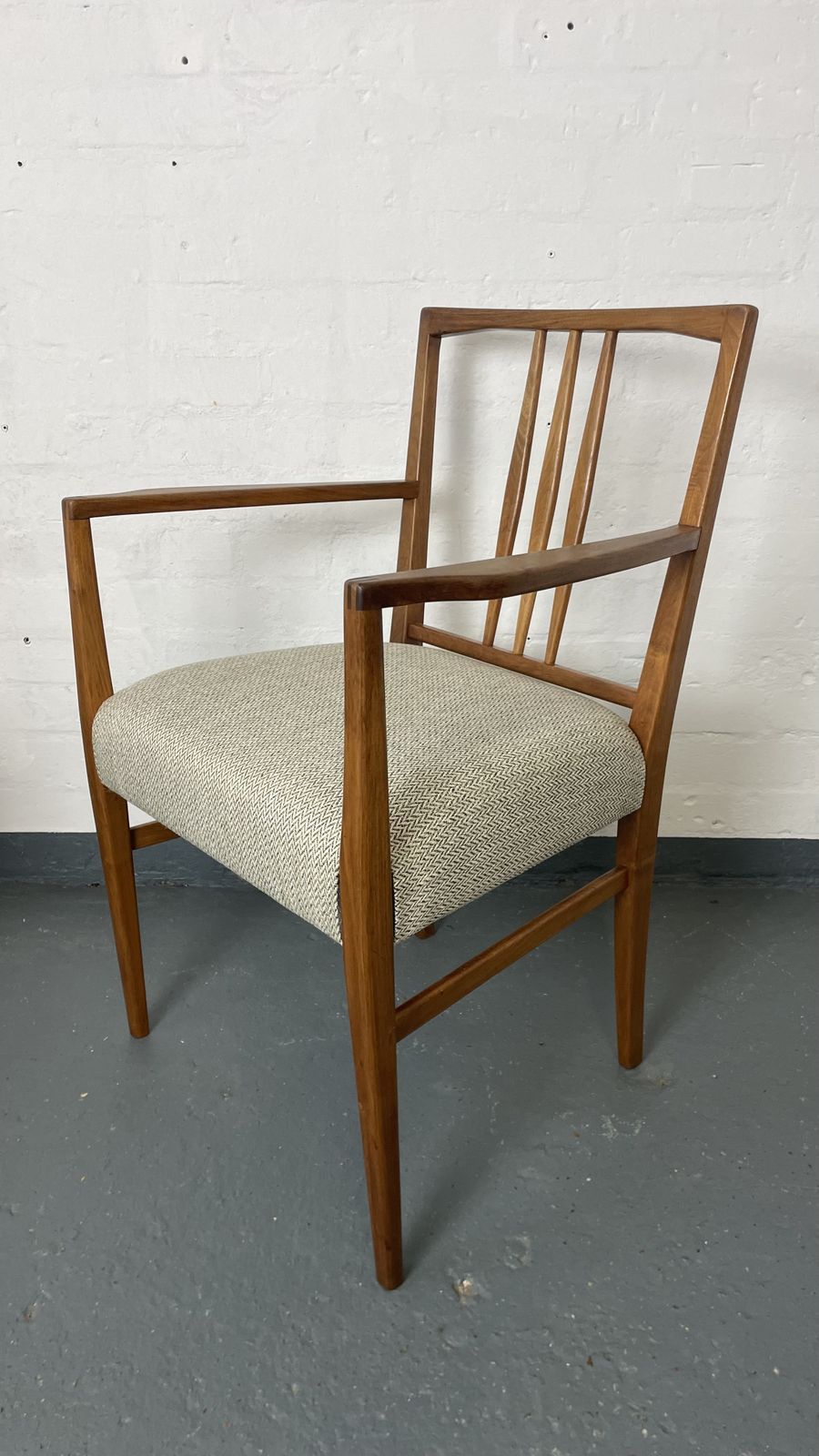 Set Of 4 Gordon Russell Mid Century Dining Chairs | 2 Carvers & 2 Side Chairs | Professionally Reupholstered | Heals Era photo furniture