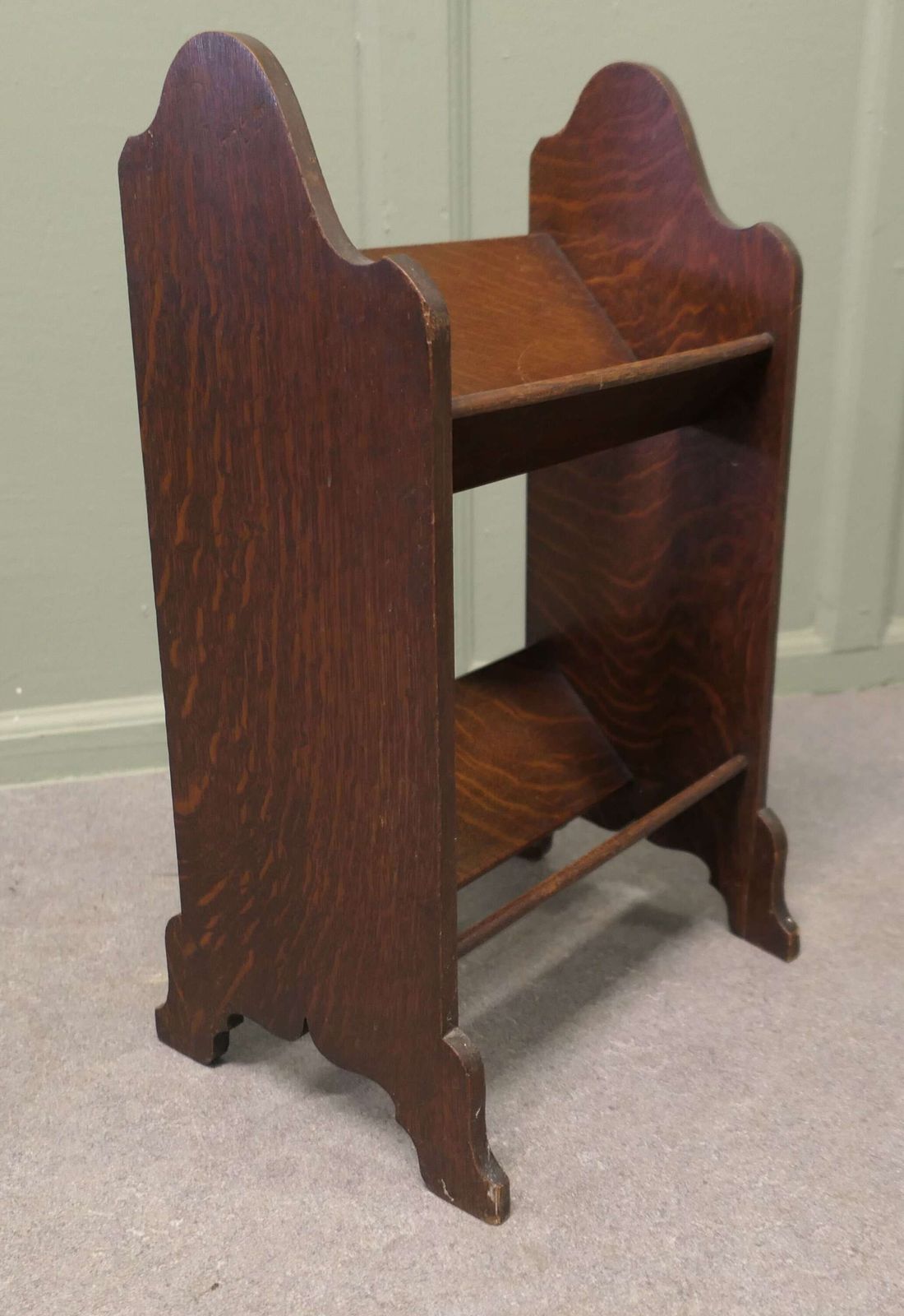 Arts & Crafts Open Front Slope Shelf Fireside Book Trough