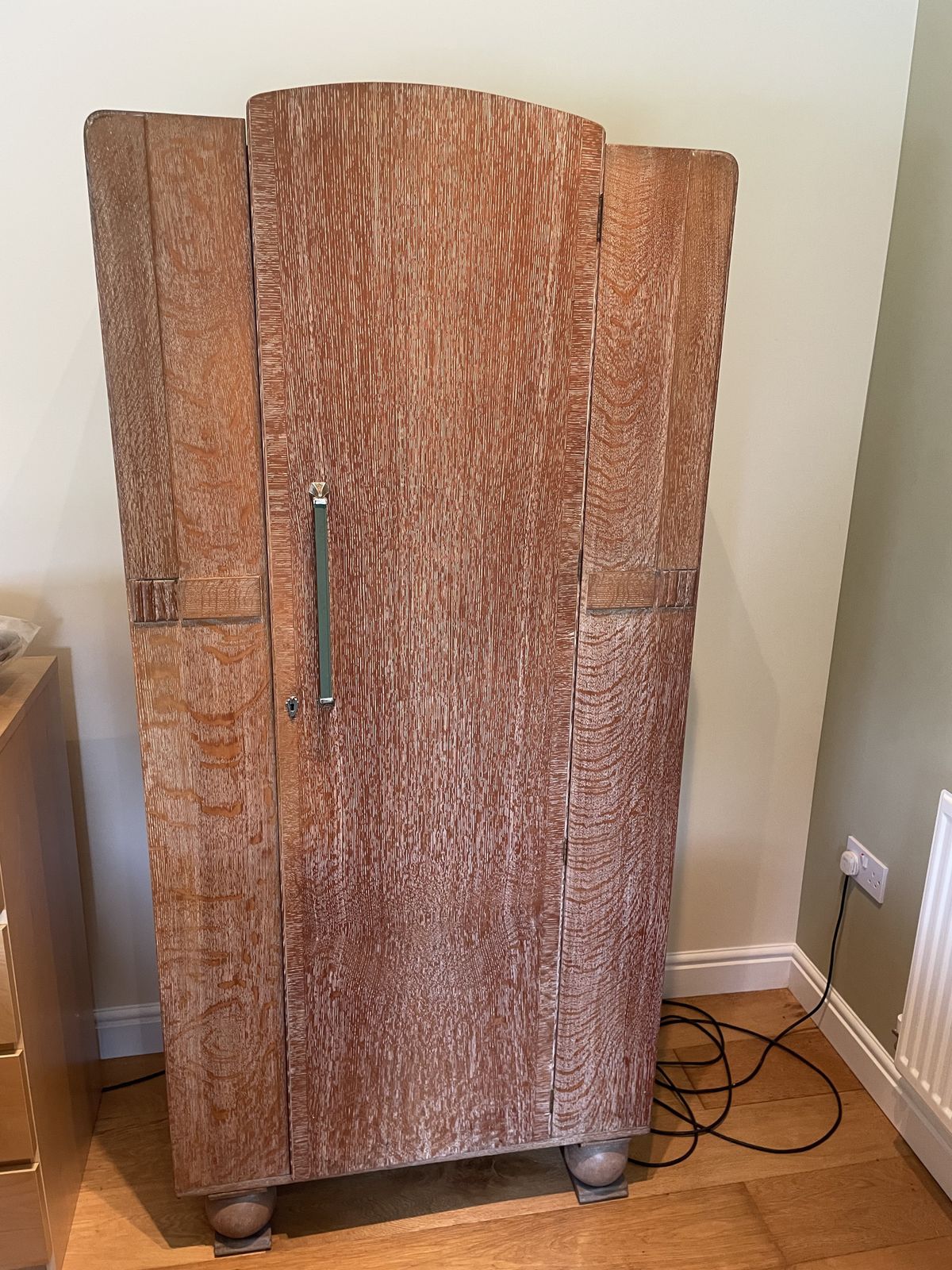 Furniture `1950s Limed Oak Chest Of Drawers Including Matching Wardrobe And 2x Headboards photo