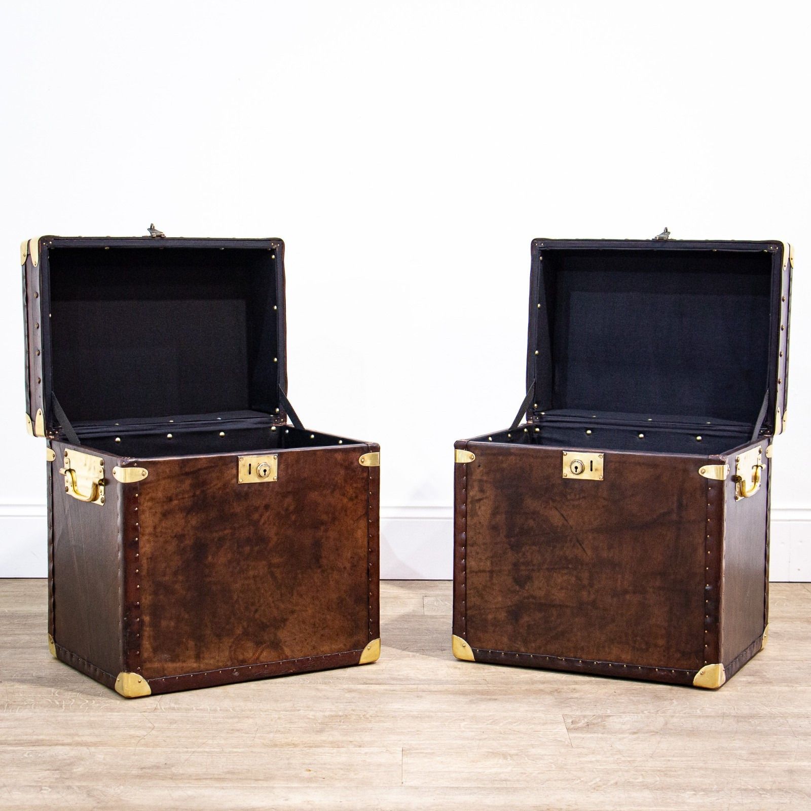 Pair Of Leather Trunks Or Storage Boxes photo furniture