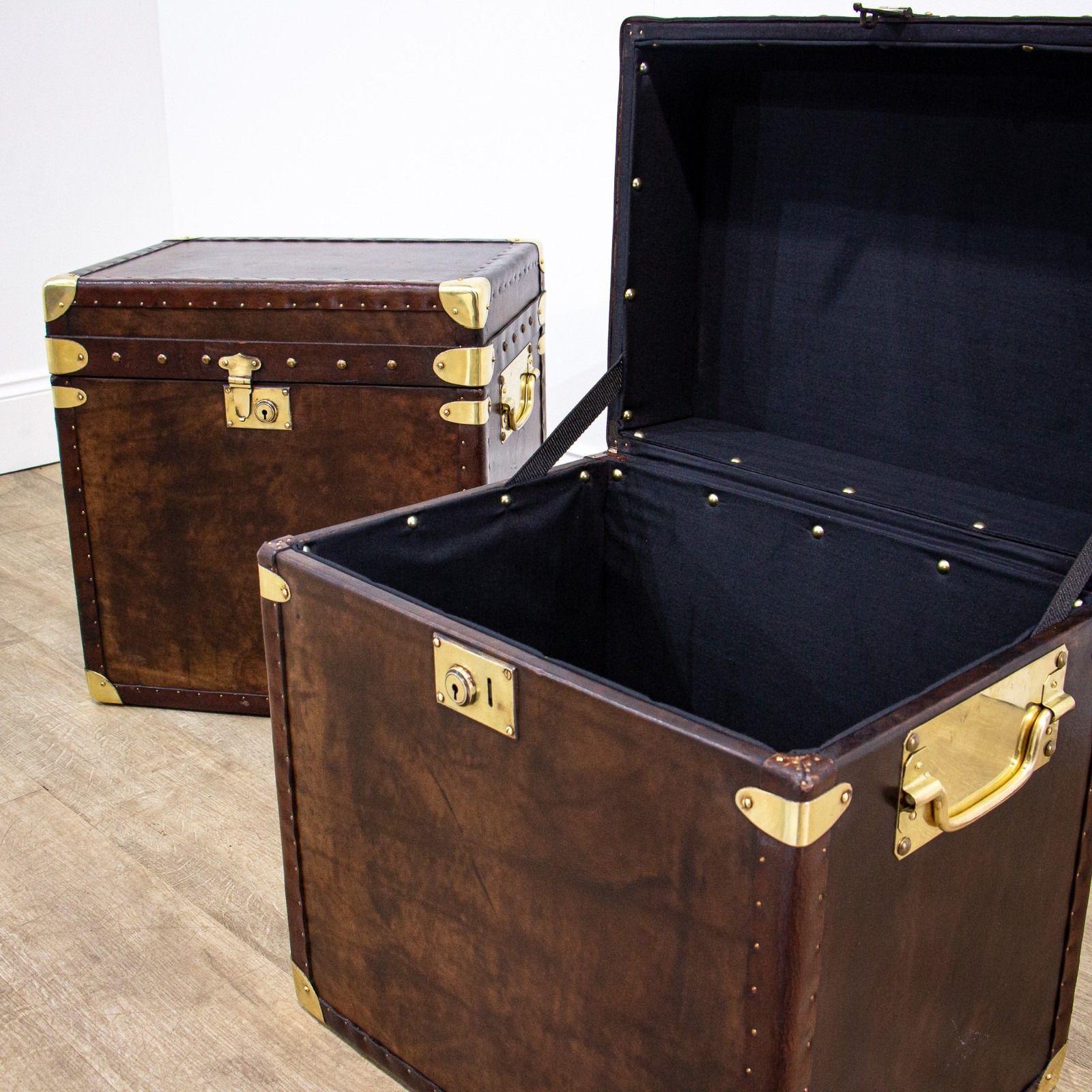 Pair Of Leather Trunks Or Storage Boxes photo buy