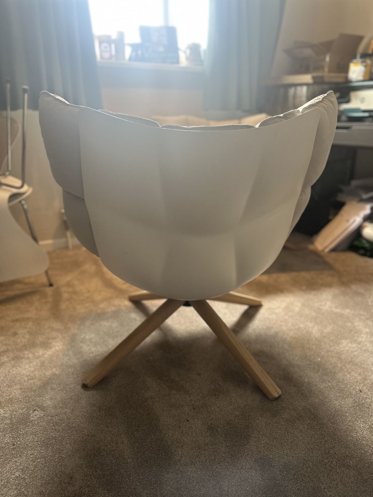 Pair Of Genuine B&B Italia Husk Swivel Armchairs (H2g) photo for sale