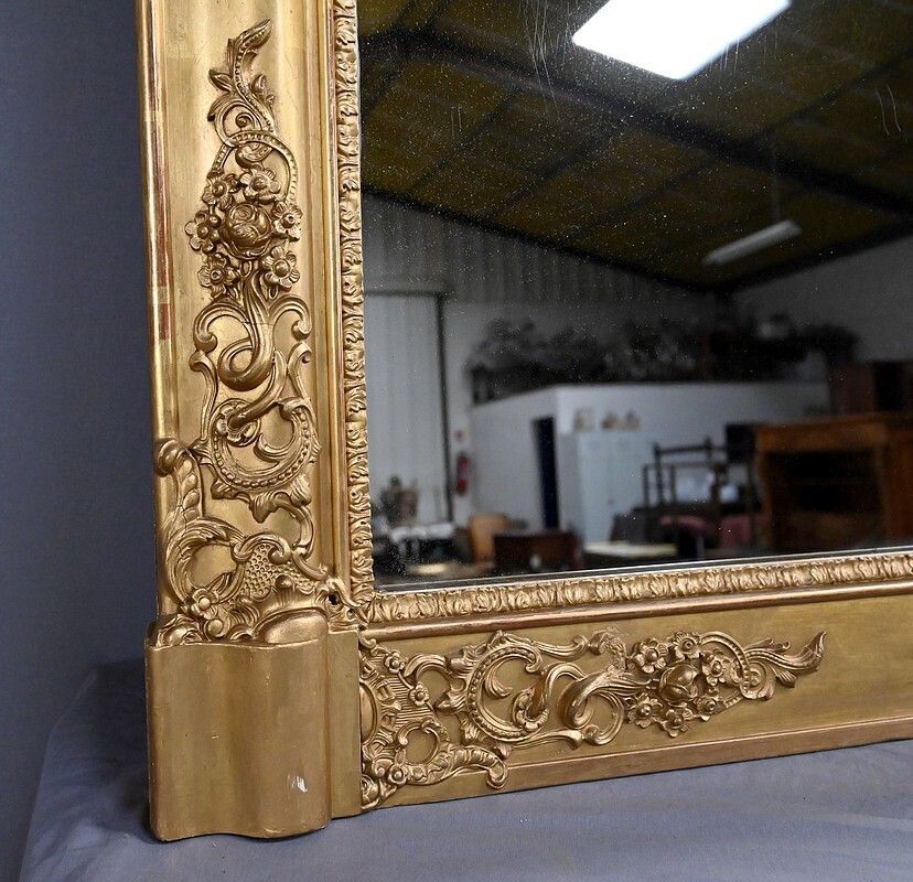 Home Decor Important Gilded Wood Mirror, Restoration Style – 19th Century photo