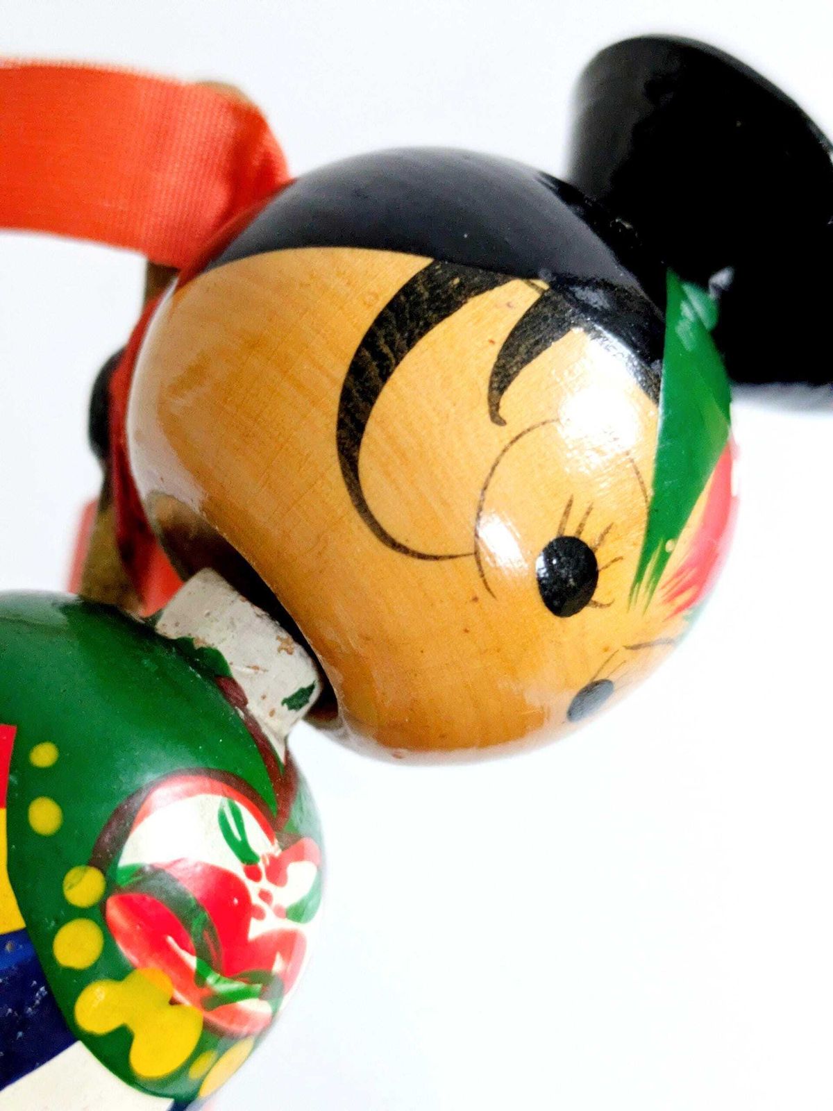 photo for sale Vintage Kokeshi Style Bobblehead Doll Bride, Korean Hand Painted Wooden Nodder Bride Figurine