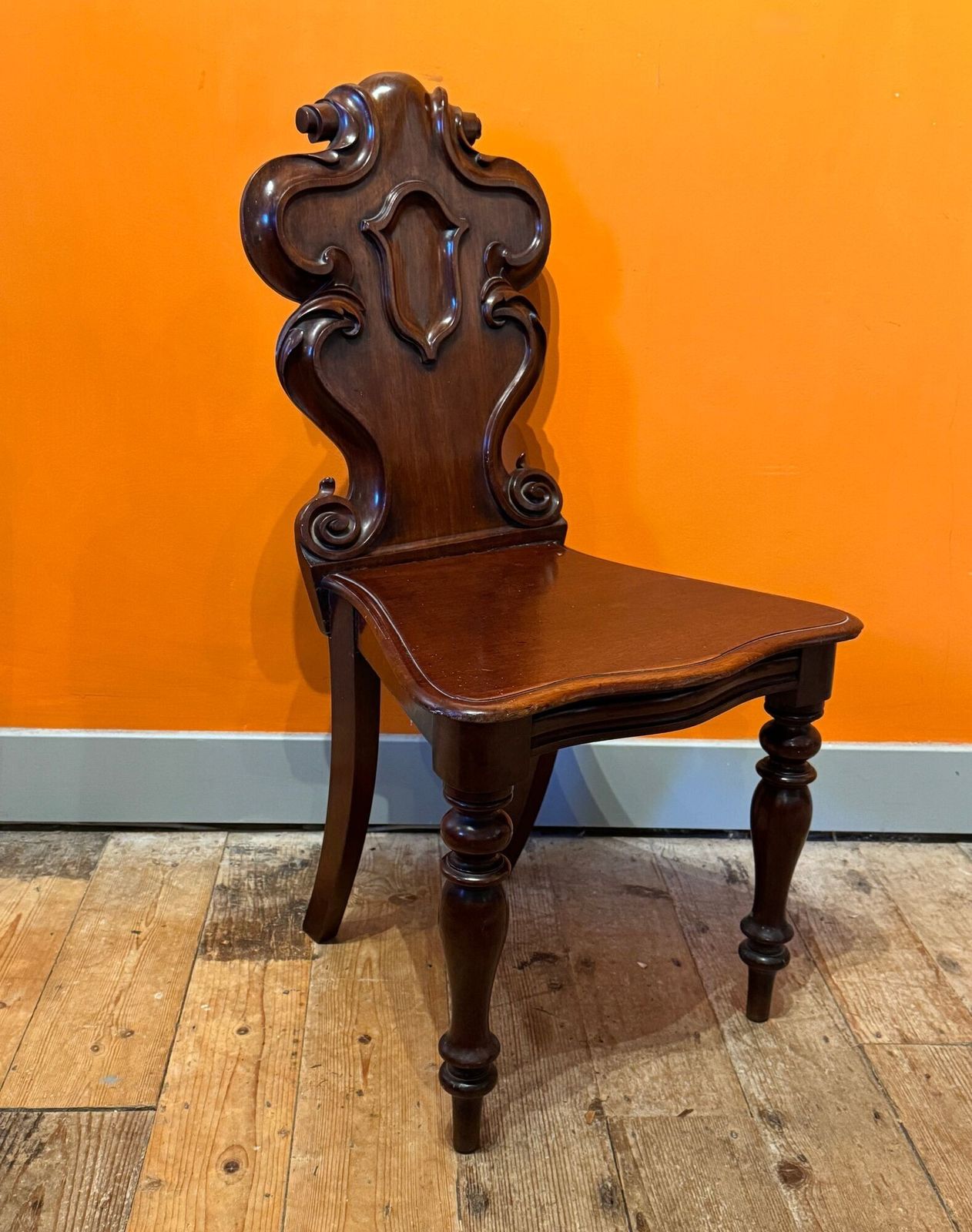 Victorian Mahogany Hall Chair, 1800s photo furniture