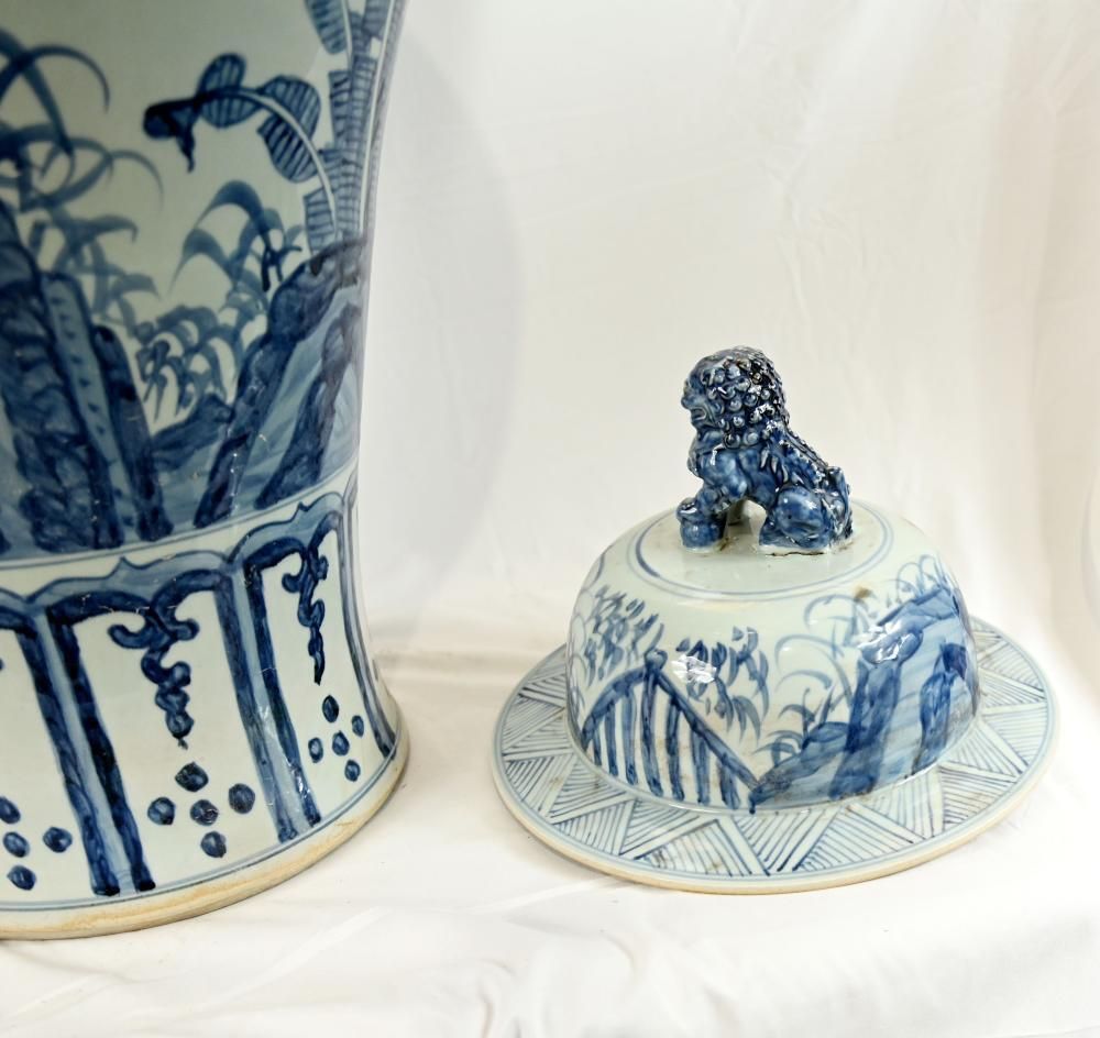 Home Decor Pair Chinese Blue White Porcelain Lidded Vases Mythical Beast Dragon 4ft 109 photo