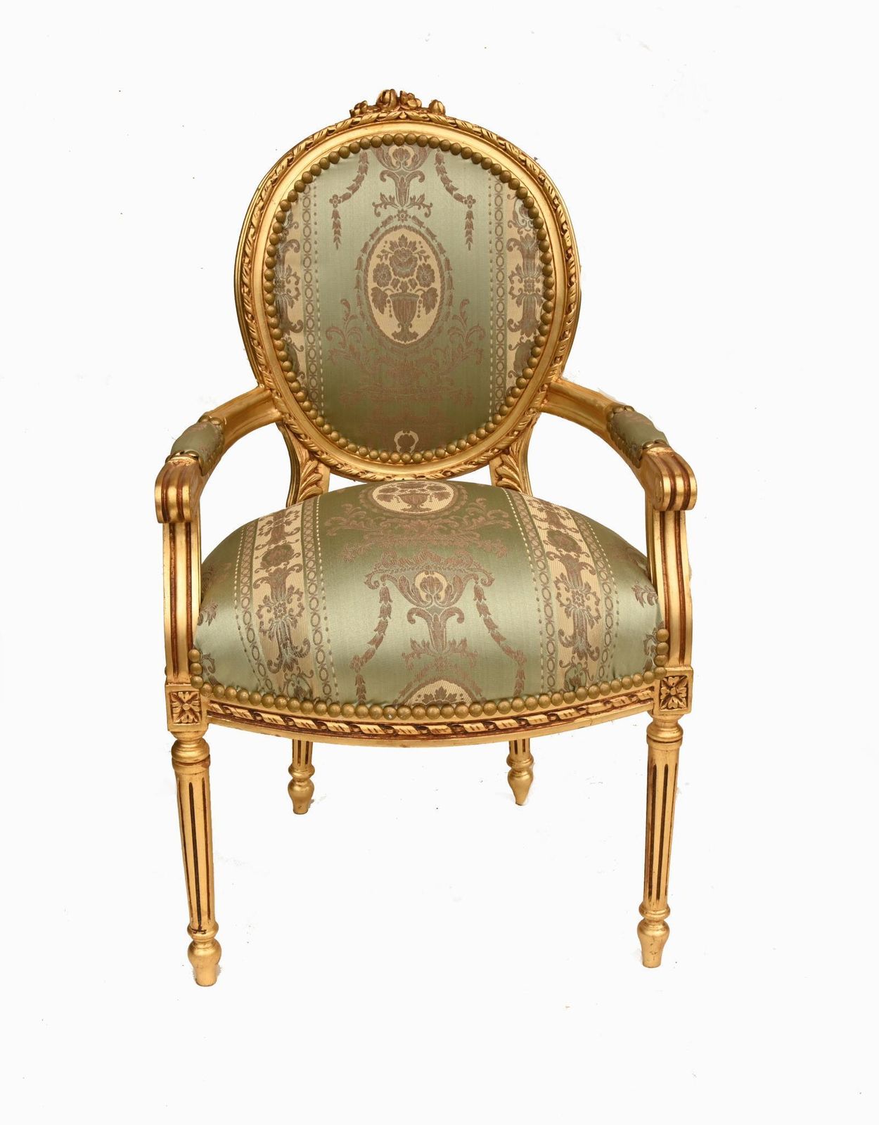 Pair French Giltwood Salon Armchairs Louis XVI Style photo Furniture
