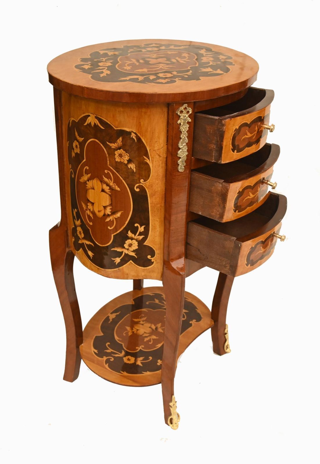 Pair French Marquetry Bedside Chests Nightstands Louis XVI Revival photo buy