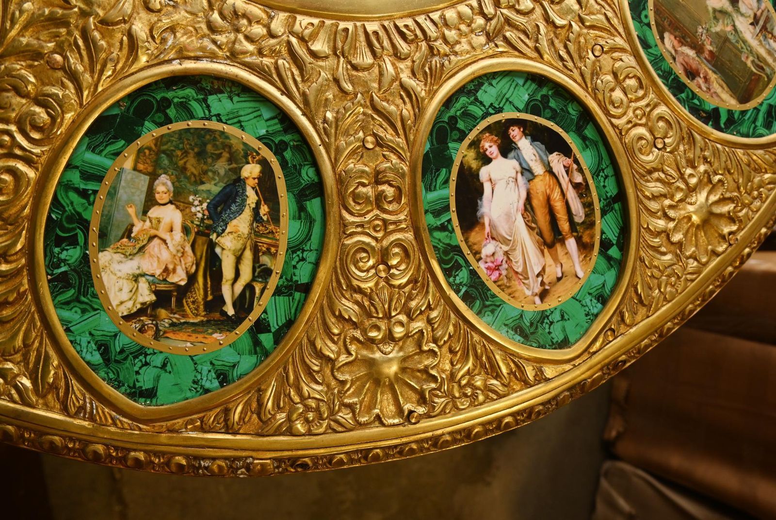 Furniture Napoleon III Malachite Centre Table Painted Plaques French Revival photo