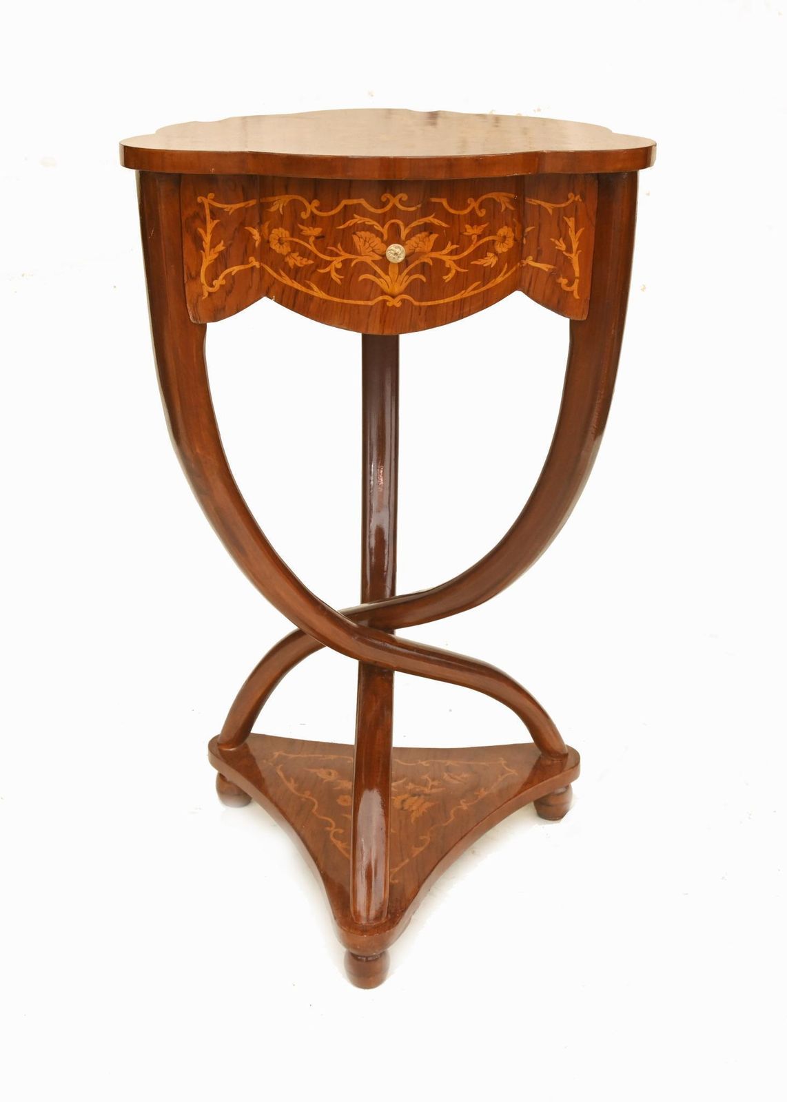 Pair Art Nouveau Revival Side Tables Occasional French Marquetry photo Furniture