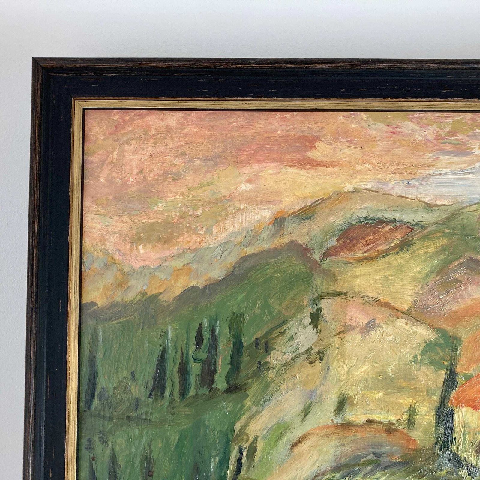Tuscany   Original Vintage Oil Painting Of An Italian Hillside photo Art