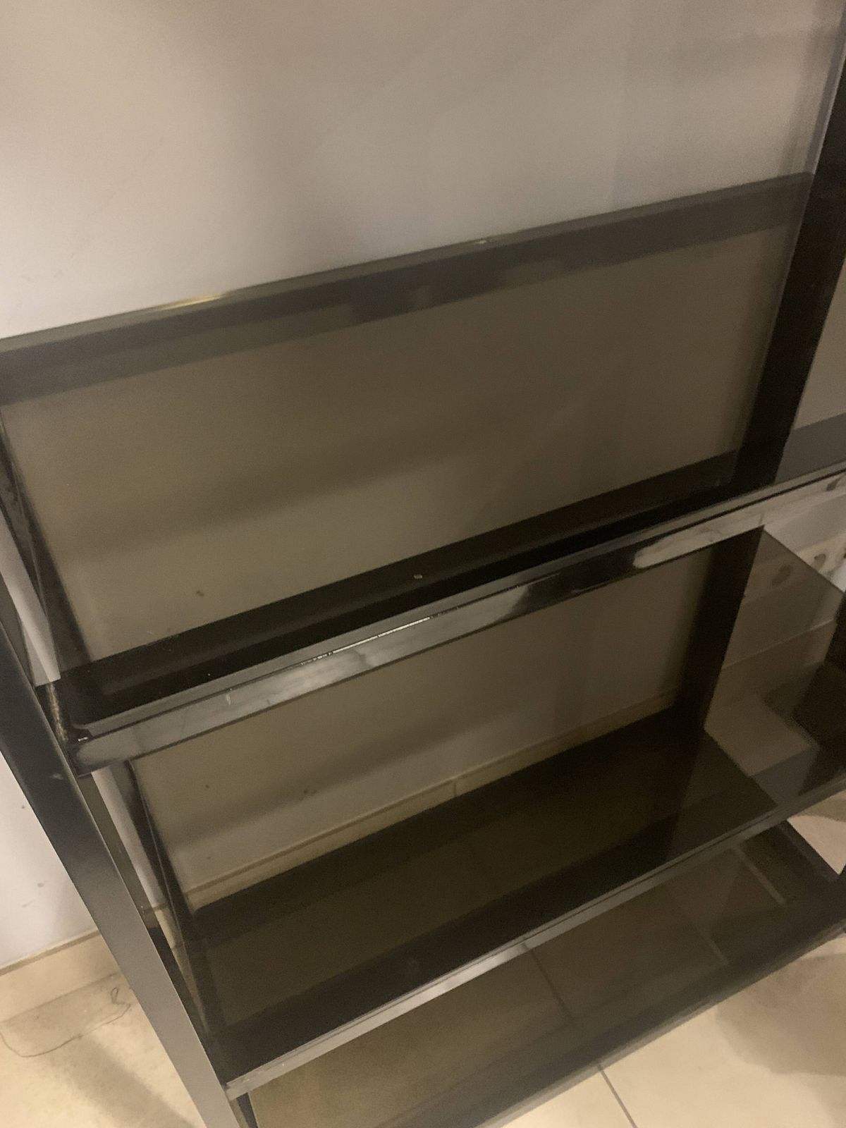 photo furniture Chrome Metal And Opaque Glass Shelf 20th Century