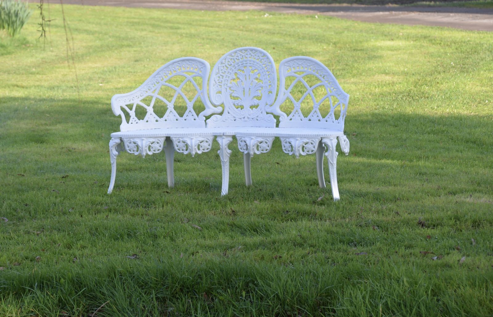 Vintage Cast Aluminium Double Backed Garden Bench photo Garden Furniture