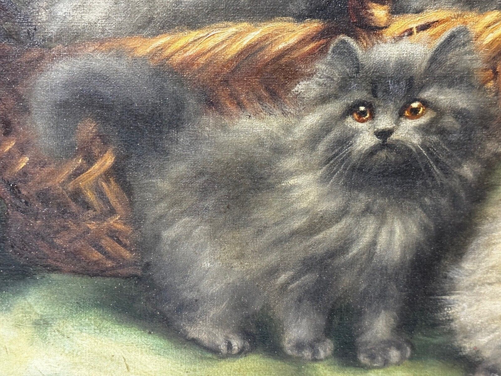photo buy Masterpiece Painting: Persian Kittens Playing Tea Party Signed By Agnes Augusta Talboys Rwa (British, 1863–1940)