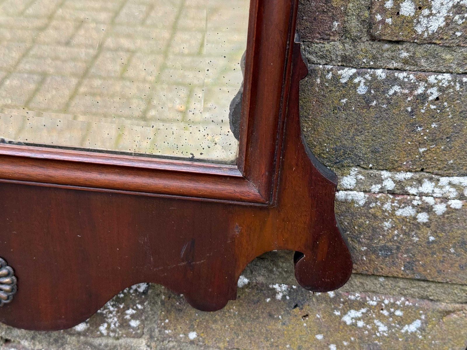 photo vintage Vintage Mahogany Chippendale Style Wall Mirror Georgian Revival Late Victorian Decor