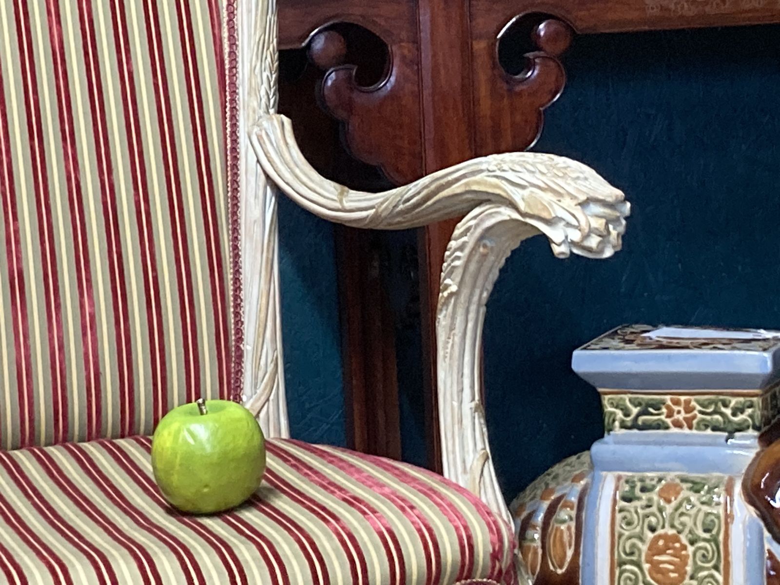 A Fine Pair Of Vintage Carved Wood Effect Armchairs photo for sale