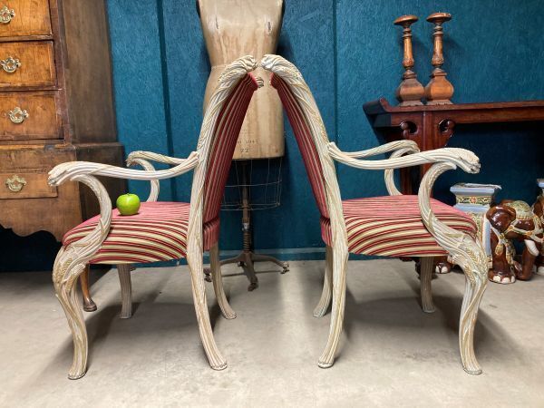 A Fine Pair Of Vintage Carved Wood Effect Armchairs photo vinterior