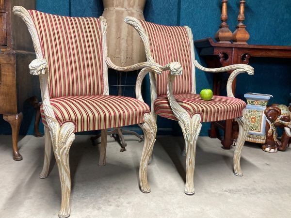 A Fine Pair Of Vintage Carved Wood Effect Armchairs photo vintage