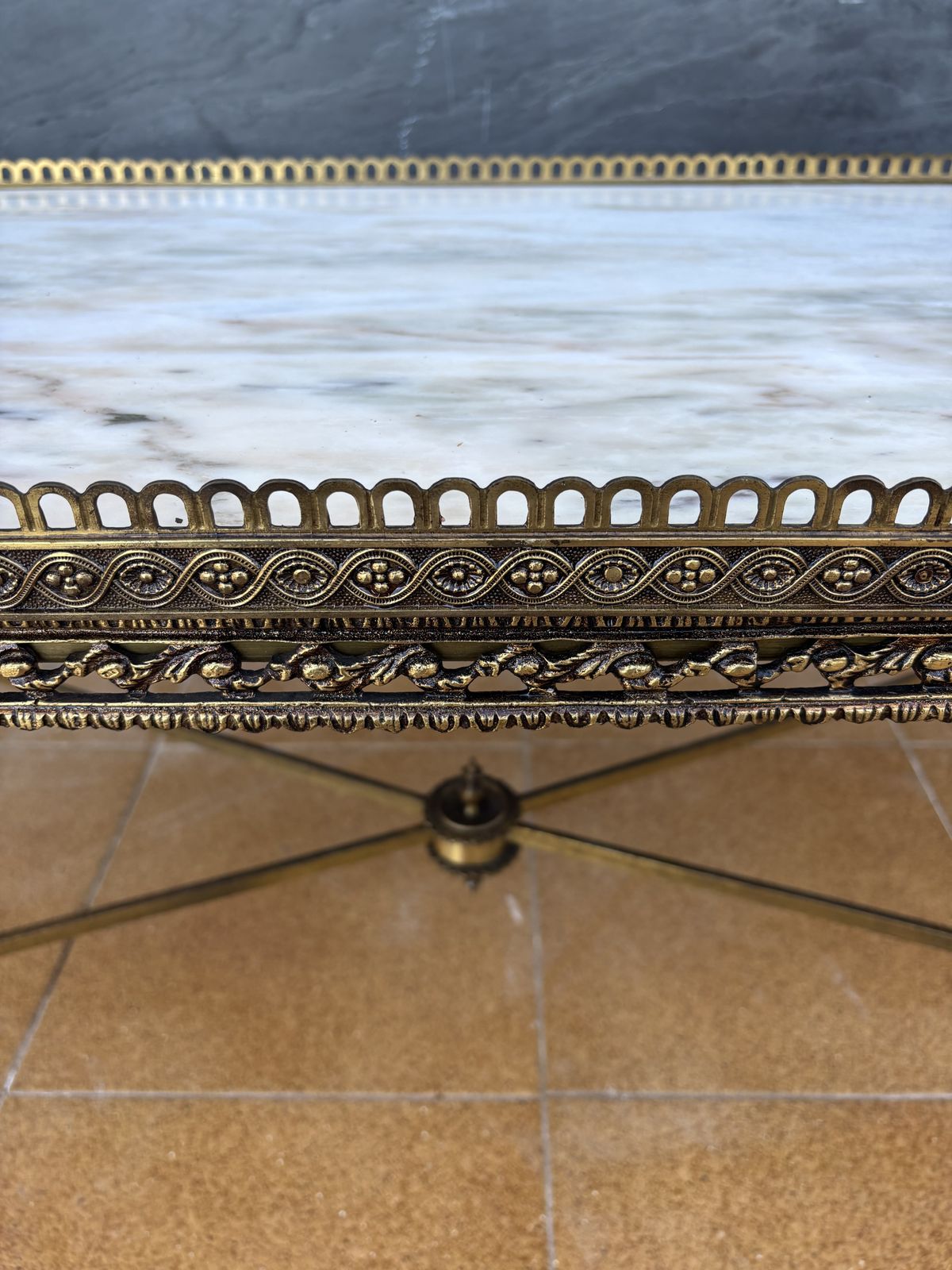 photo furniture Neoclassical Bronze And Marble Coffee Table With Swan Motifs, 1940s