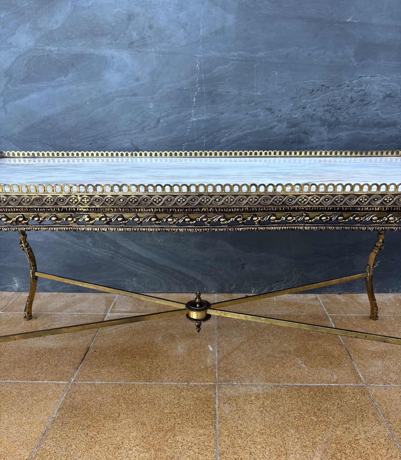 1930.0 Neoclassical Bronze And Marble Coffee Table With Swan Motifs, 1940s photo