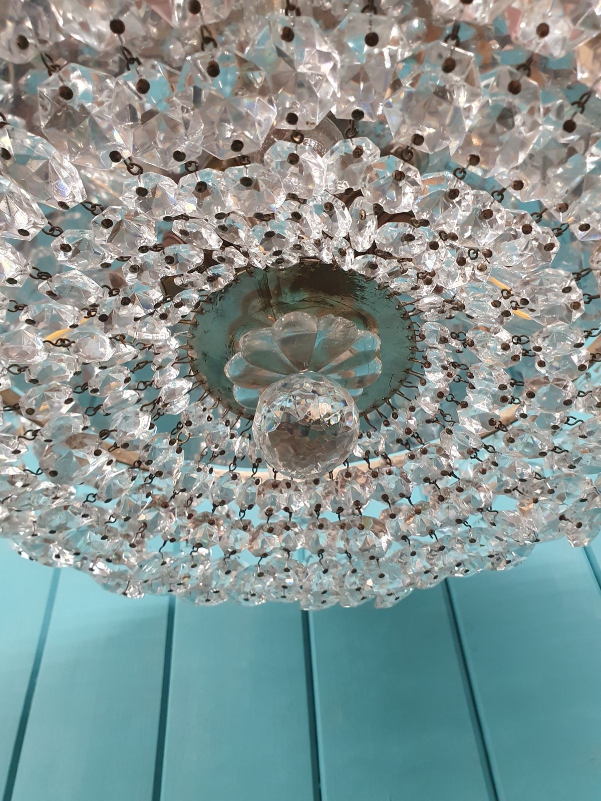 Cut Glass Crystal Antique Bag Chandelier 18" photo Lighting
